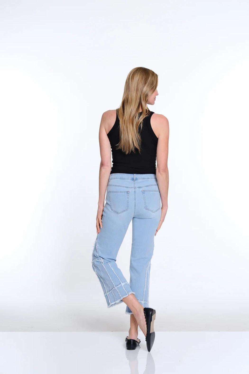 Flare Leg Crop Pant with Fringed Trim Product Image