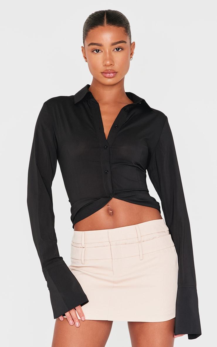 Stone Tailored Woven Double Waistband Mini Skirt Product Image