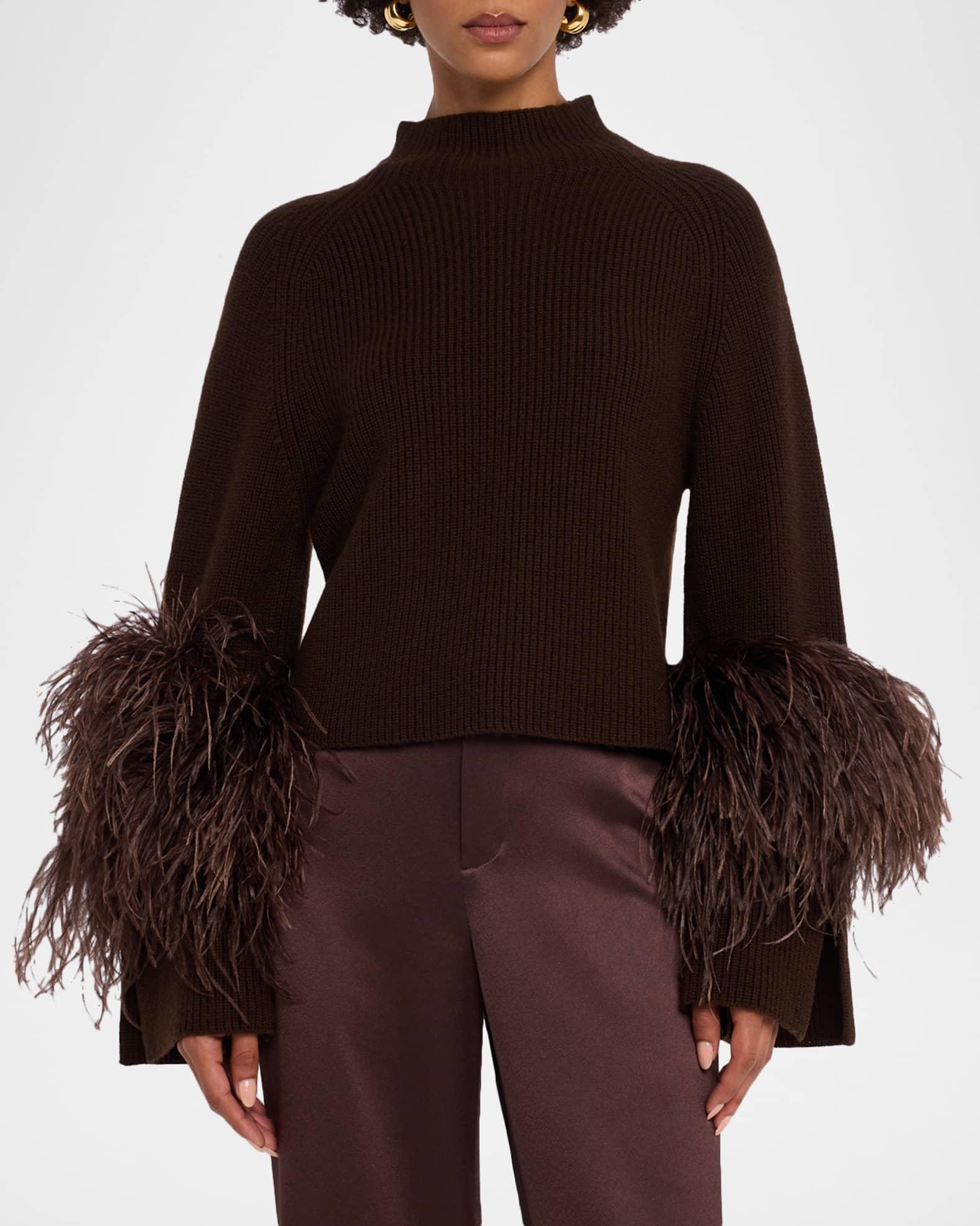 Mock-Neck Feather Merino Wool Sweater Product Image