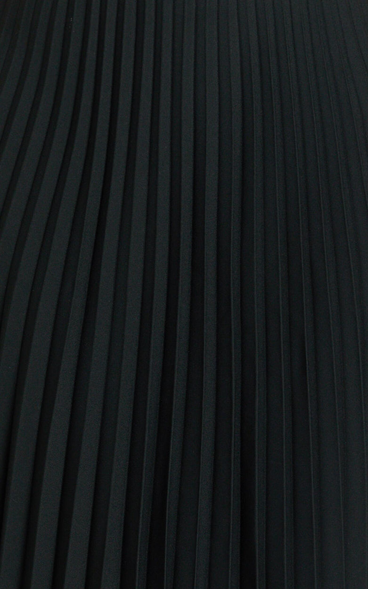 Harlee Midi Skirt - Pleated High Waist A Line Skirt in Black Product Image