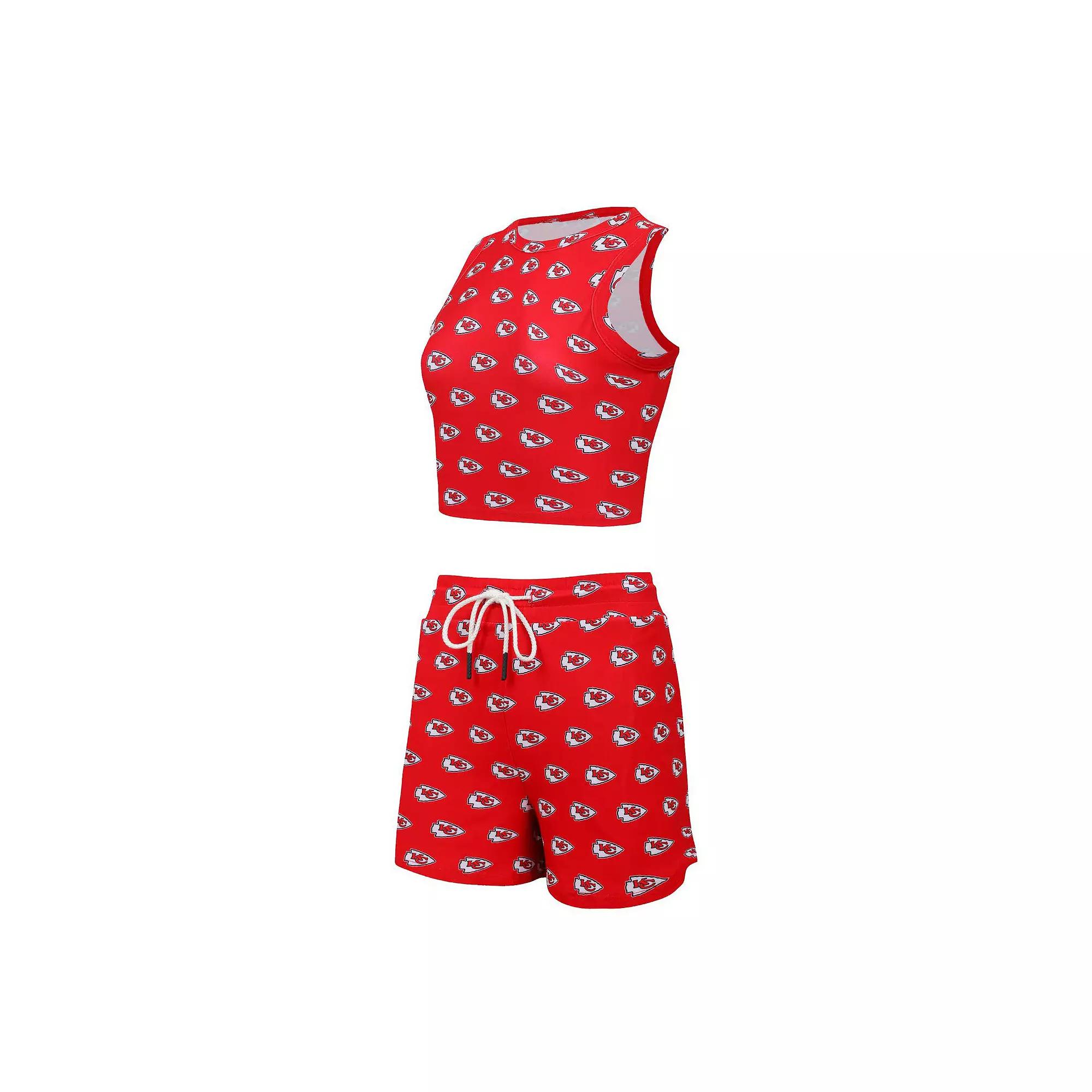 Women's Concepts Sport Kansas City Chiefs Gauge Allover Print Cropped Tank Top & Shorts Sleep Set, Size: Large, Red Product Image
