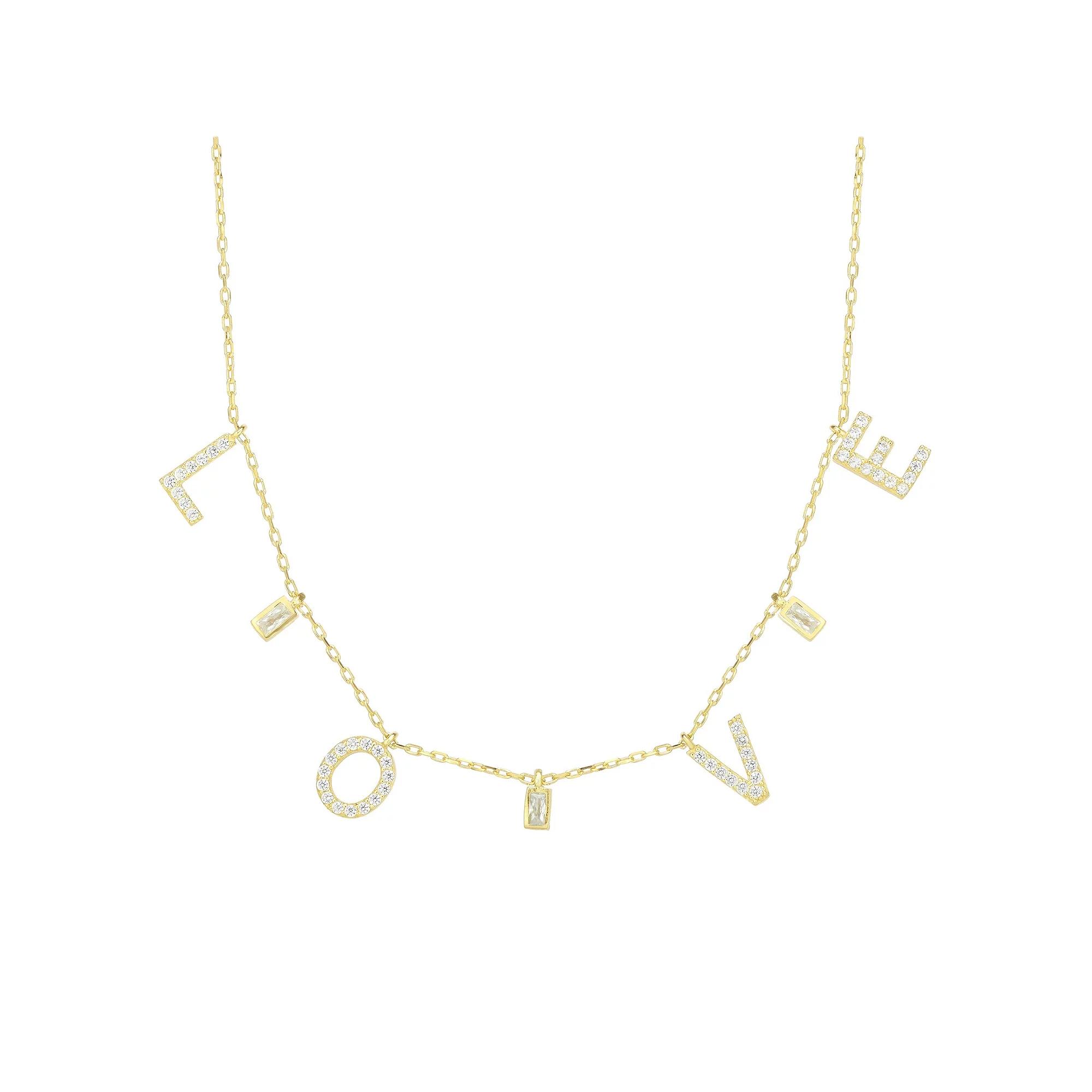 Sunkissed Sterling Cubic Zirconia "LOVE" Charm Necklace, Women's, Gold Tone Product Image