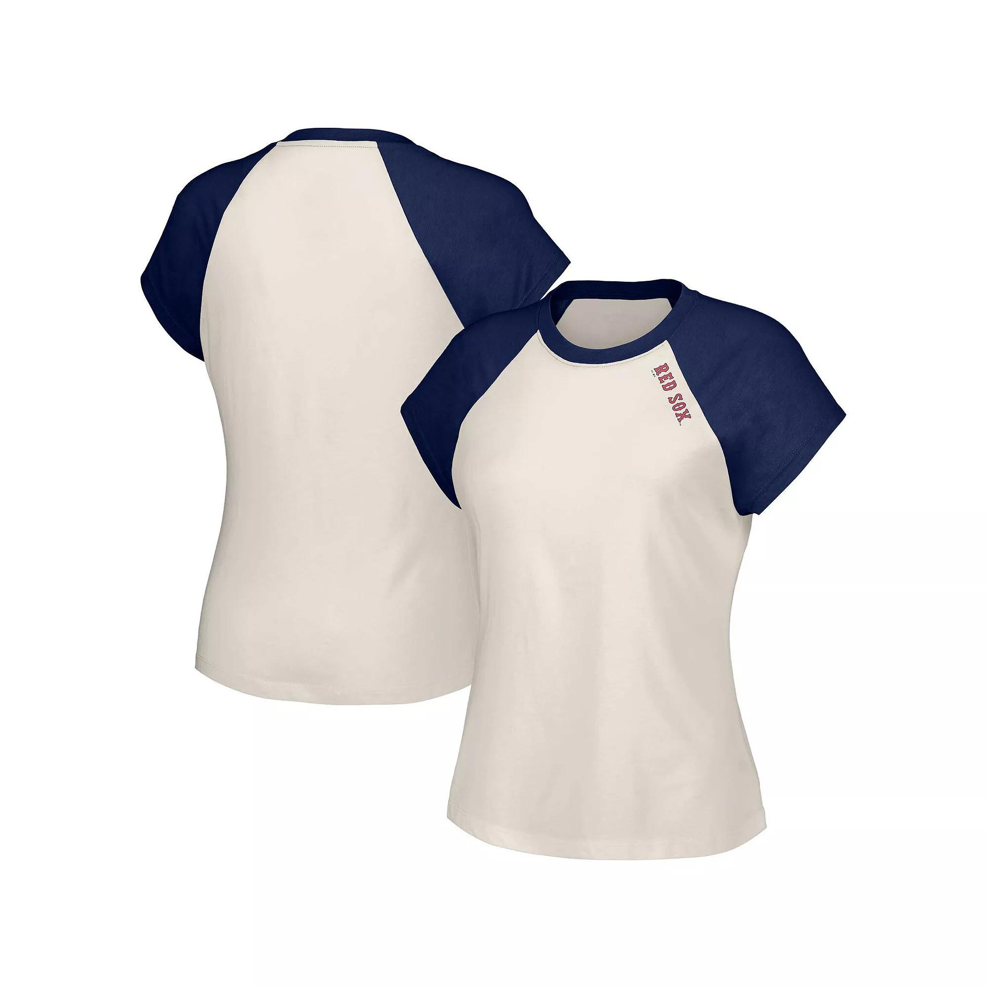 Women's Lusso Style  White Boston Red Sox Nikki Raglan T-Shirt, Size: XXL Product Image