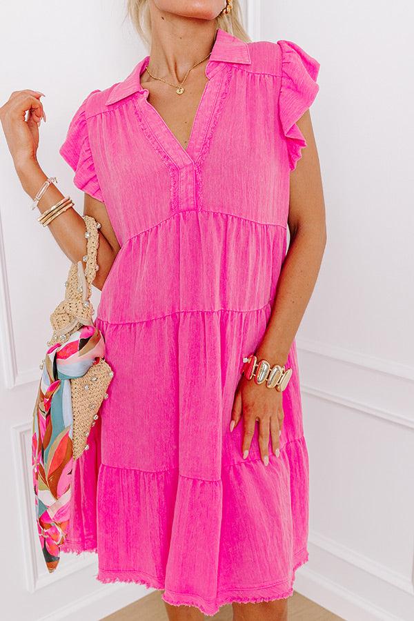 Bubbly Energy Mineral Wash Mini Dress in Pink Product Image