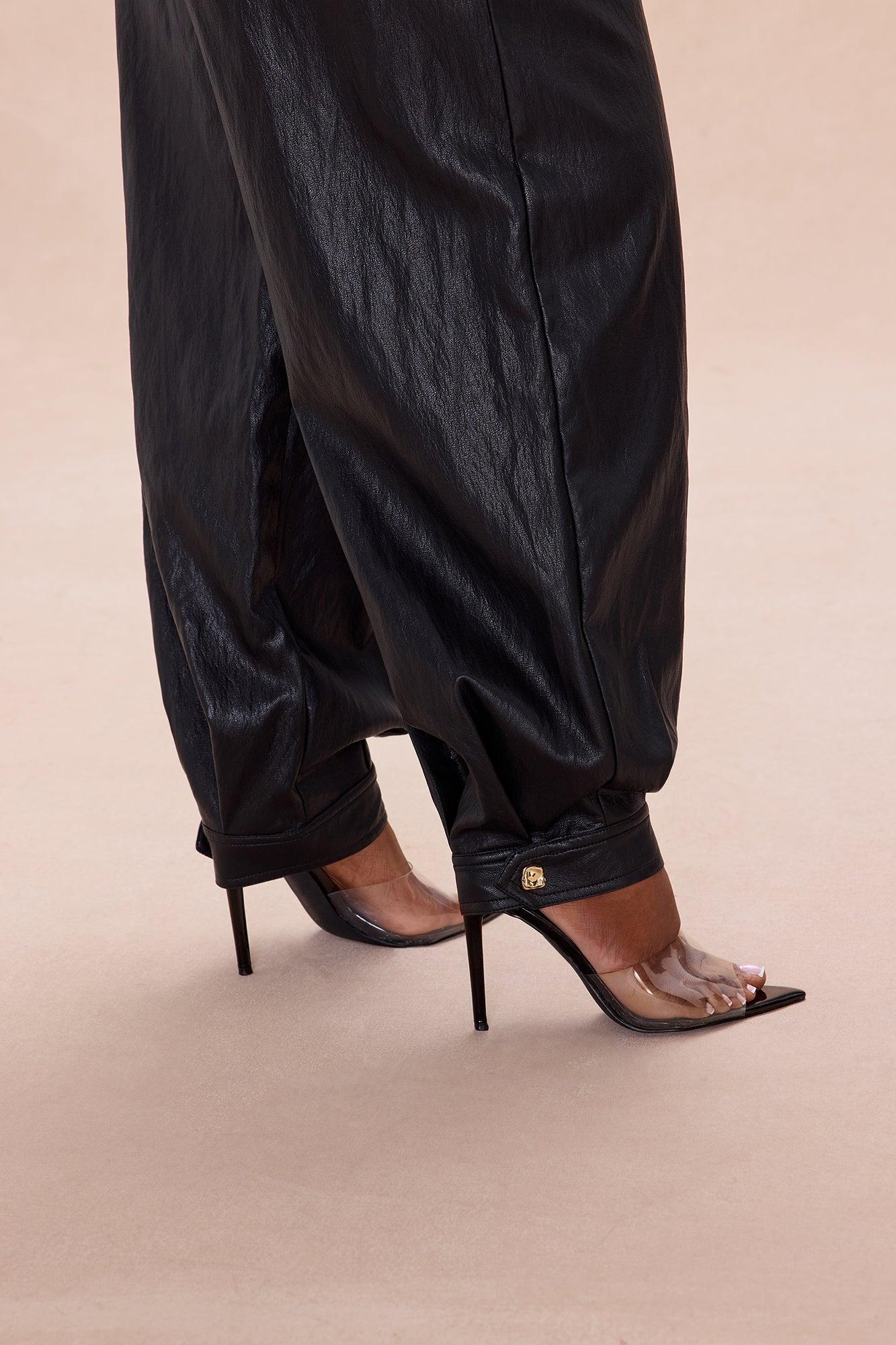 Mariella Faux Leather Balloon Pant - Black Female Product Image