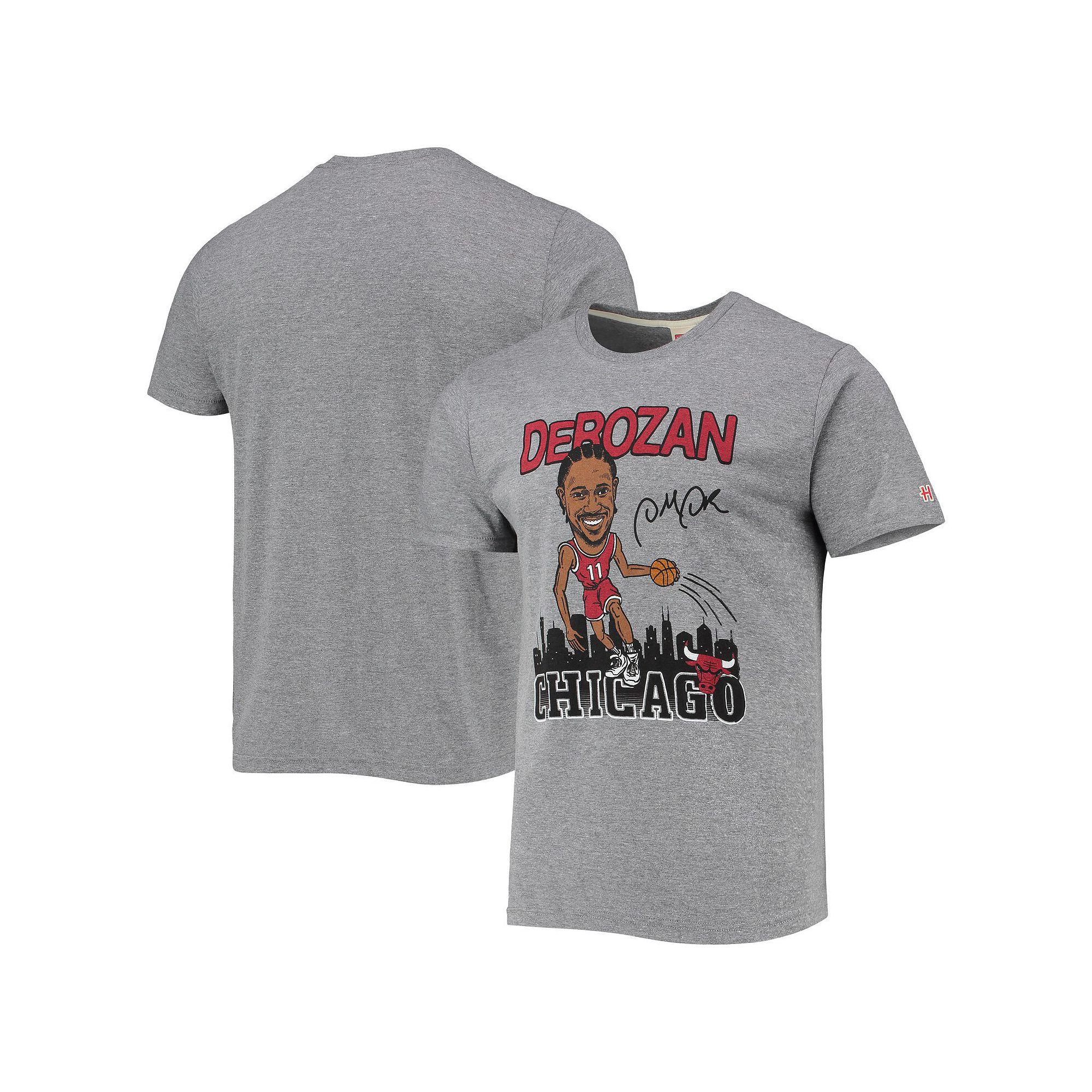 Men's Homage DeMar DeRozan Heathered Gray Chicago Bulls Caricature Tri-Blend T-Shirt, Size: Small, Grey Product Image