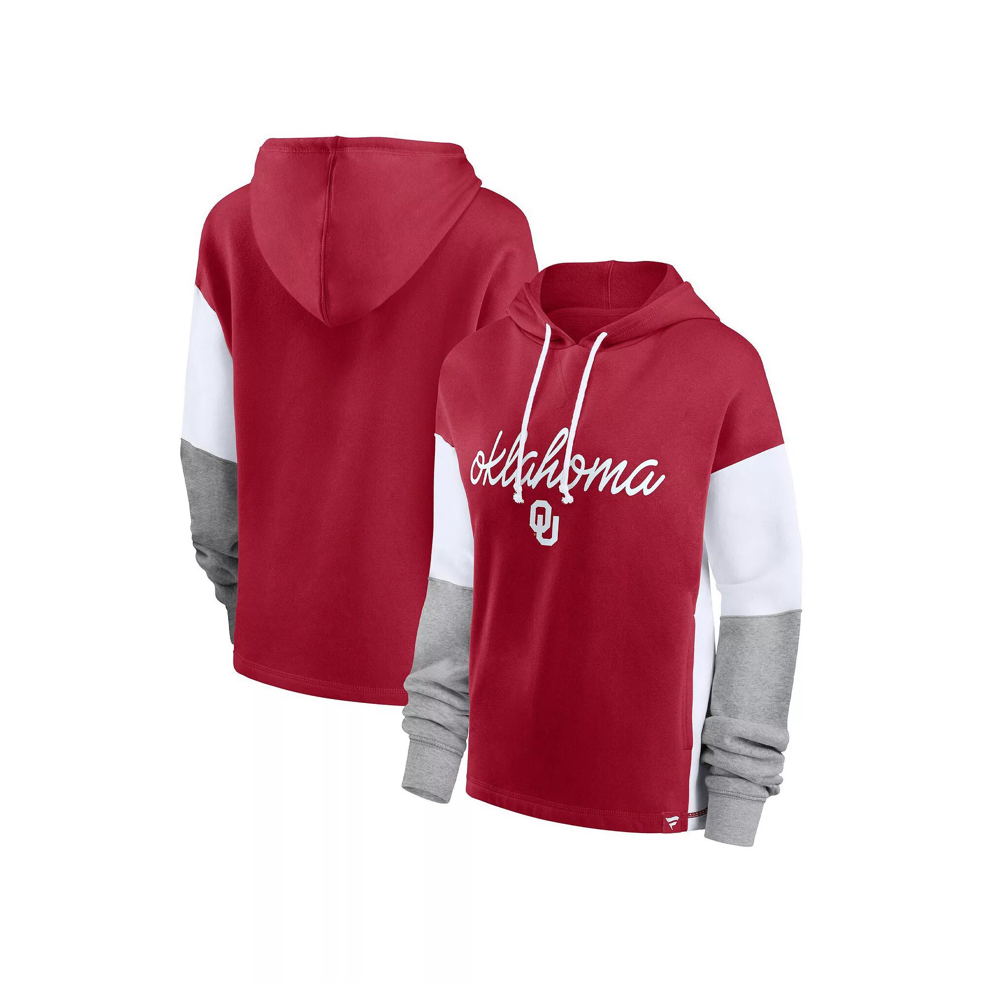 Women's Fanatics Branded Crimson Oklahoma Sooners Play It Safe Colorblock Pullover Hoodie,  Product Image