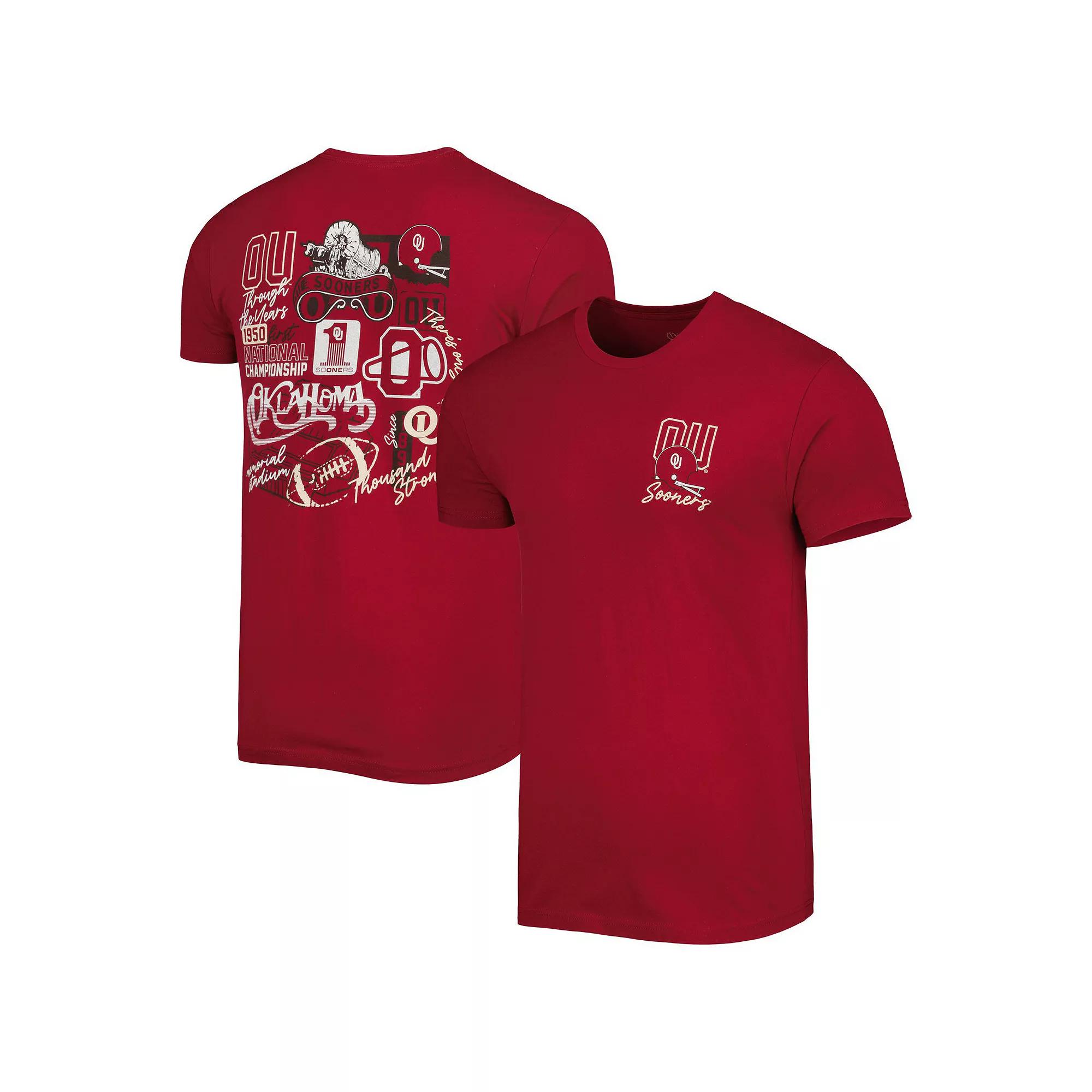 Men's Crimson Oklahoma Sooners Vintage Through the Years Two-Hit T-Shirt, Size: Large, Red Product Image