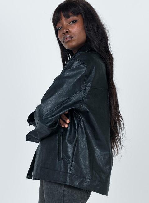 Callie Faux Leather Jacket Black Product Image
