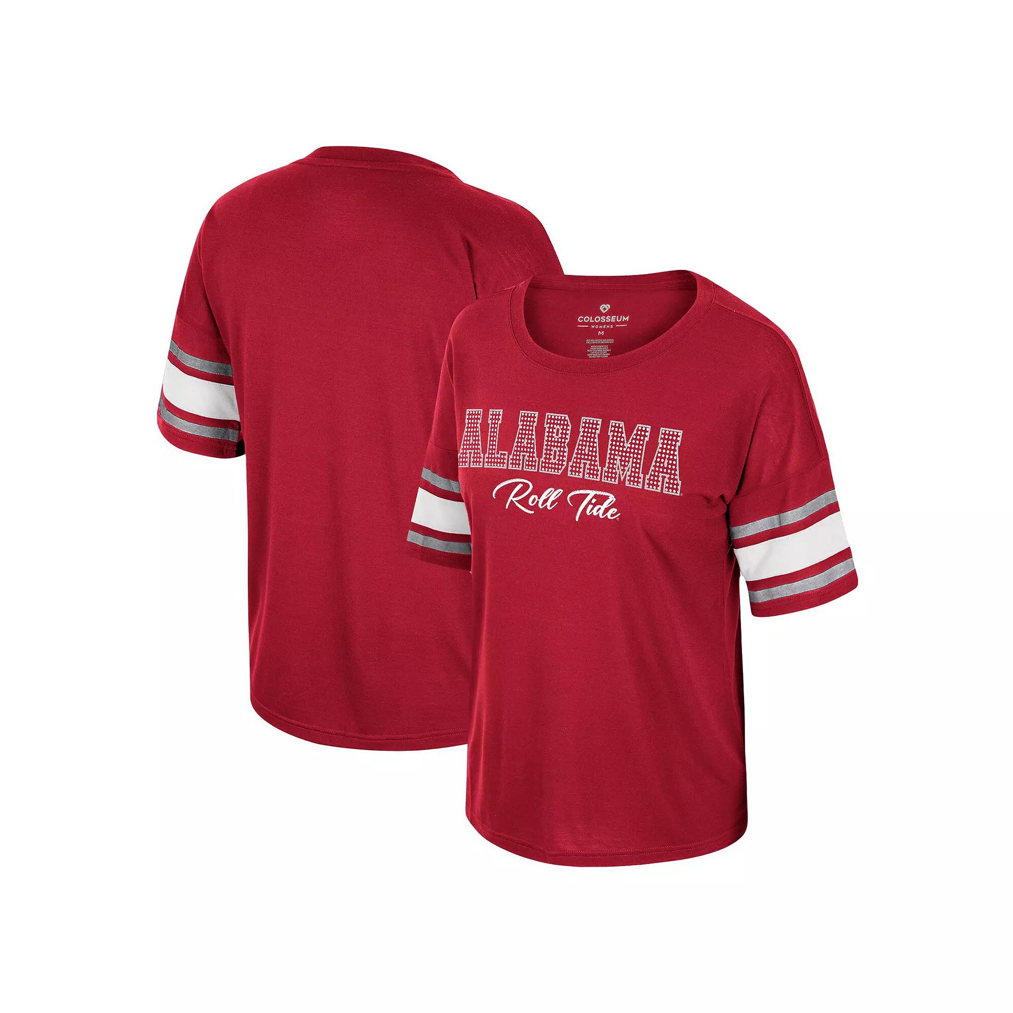 Women's Colosseum Crimson Alabama Crimson Tide I'm Gliding Here Rhinestone T-Shirt, Size: Small, Red Product Image