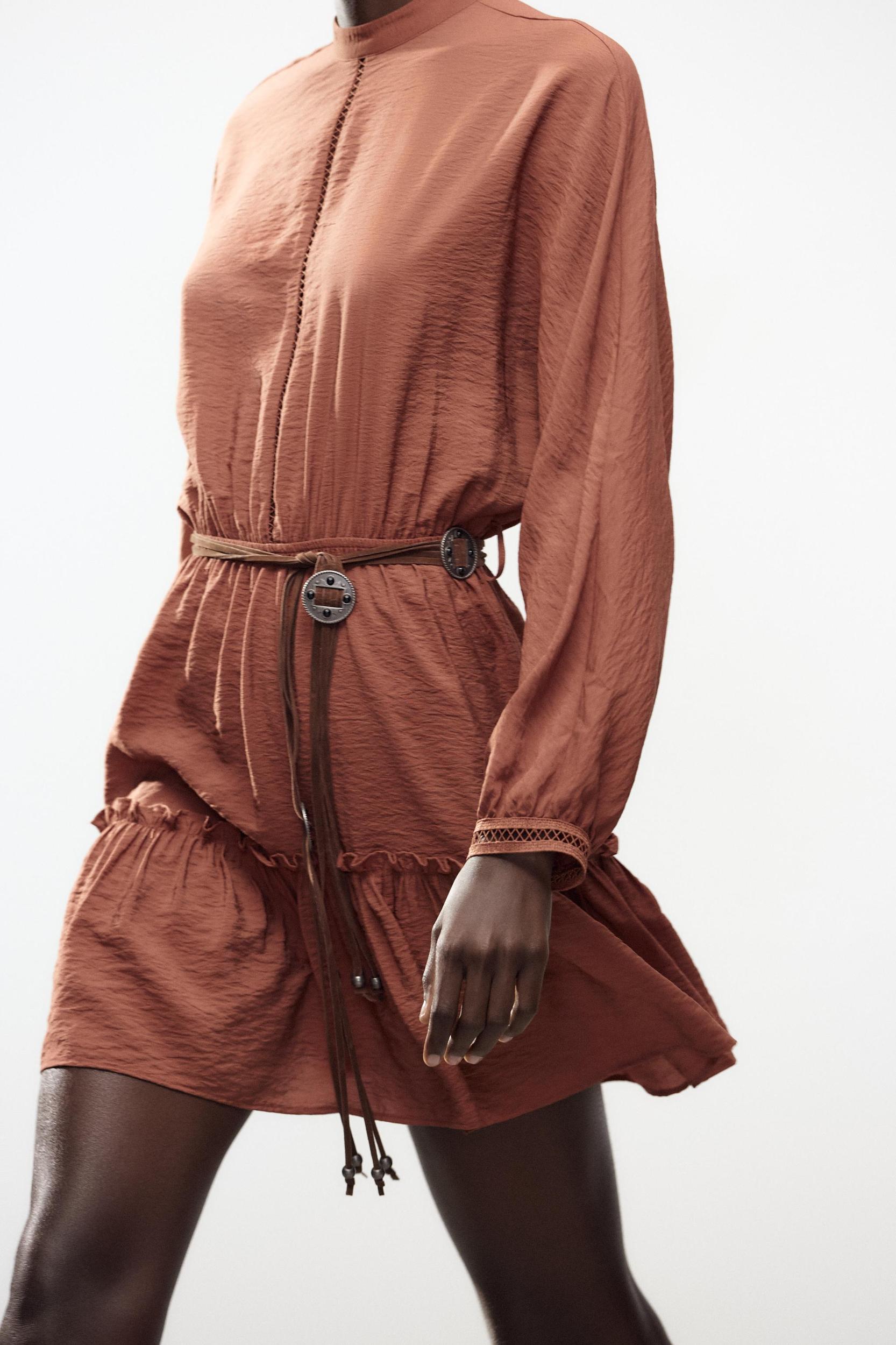 BELTED LACE INSERT MINI DRESS Product Image