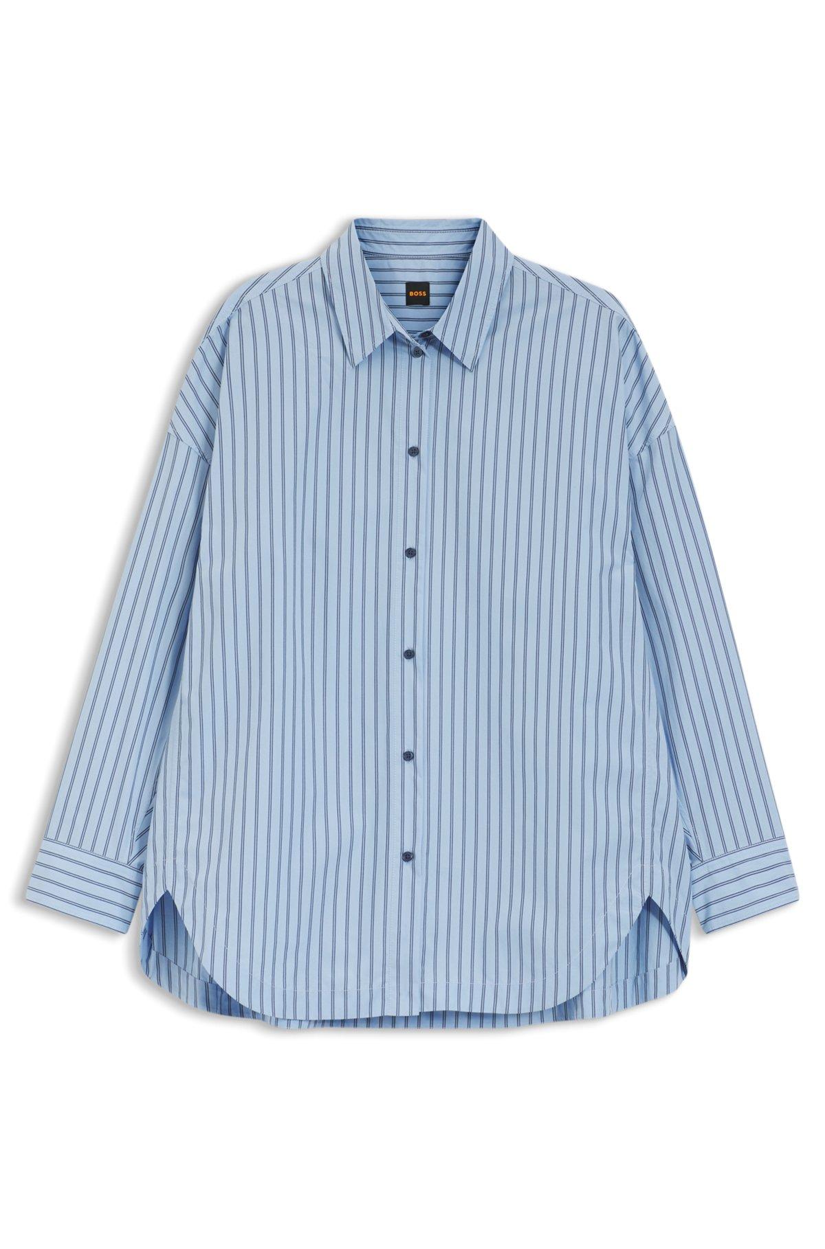 Striped oversized-fit blouse in cotton poplin Product Image
