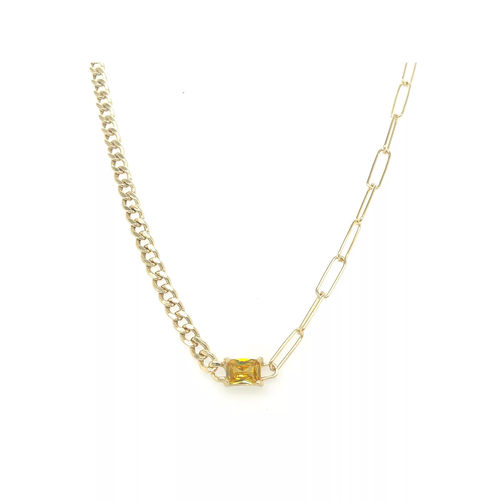 Meshmerise Gold Over Sterling Silver Paperclip Birthstone Link Necklace, Women's, Size: 16-18" ADJ, Nov Product Image