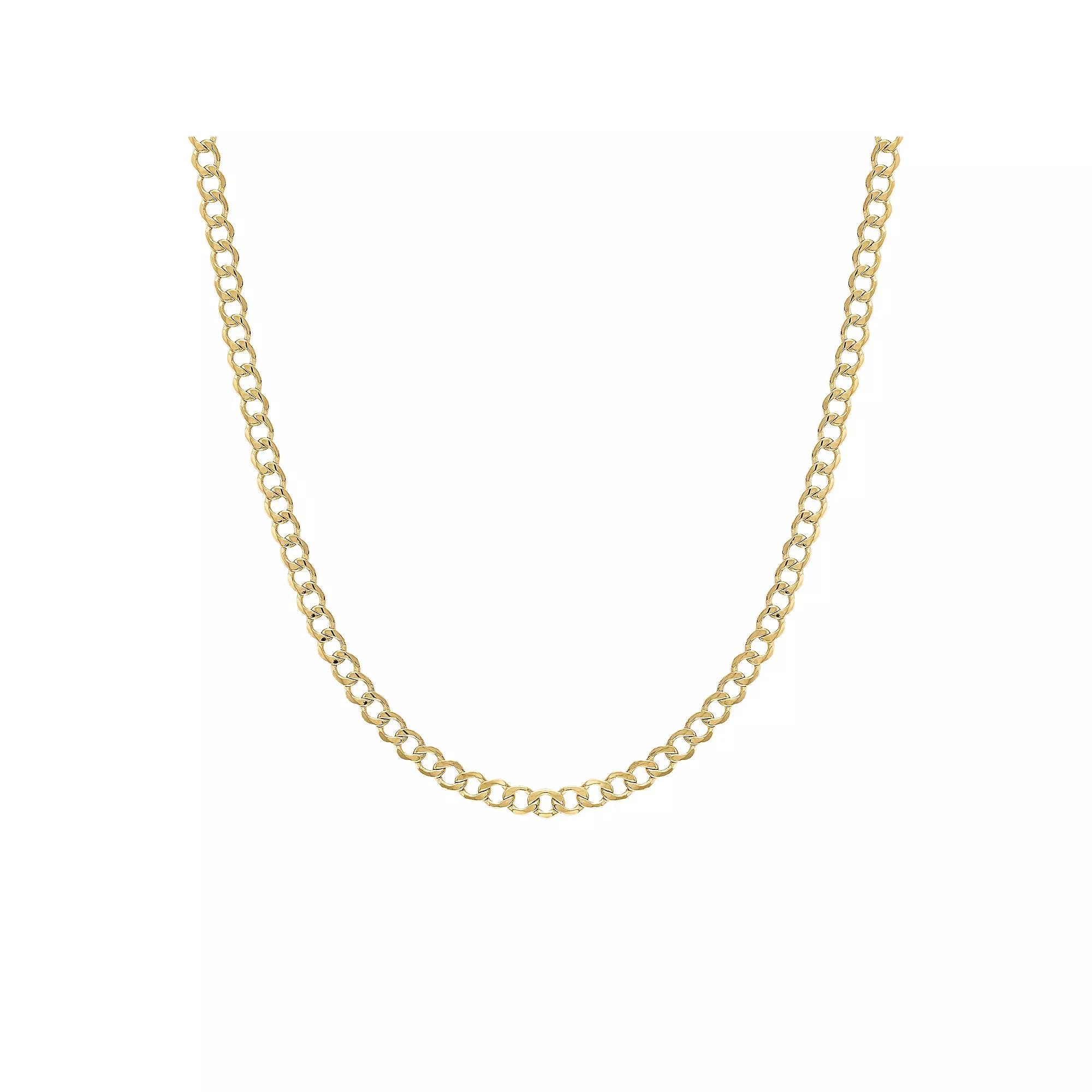 Jordan Blue 14k Gold 3.5 mm Curb Chain Necklace, Womens Product Image