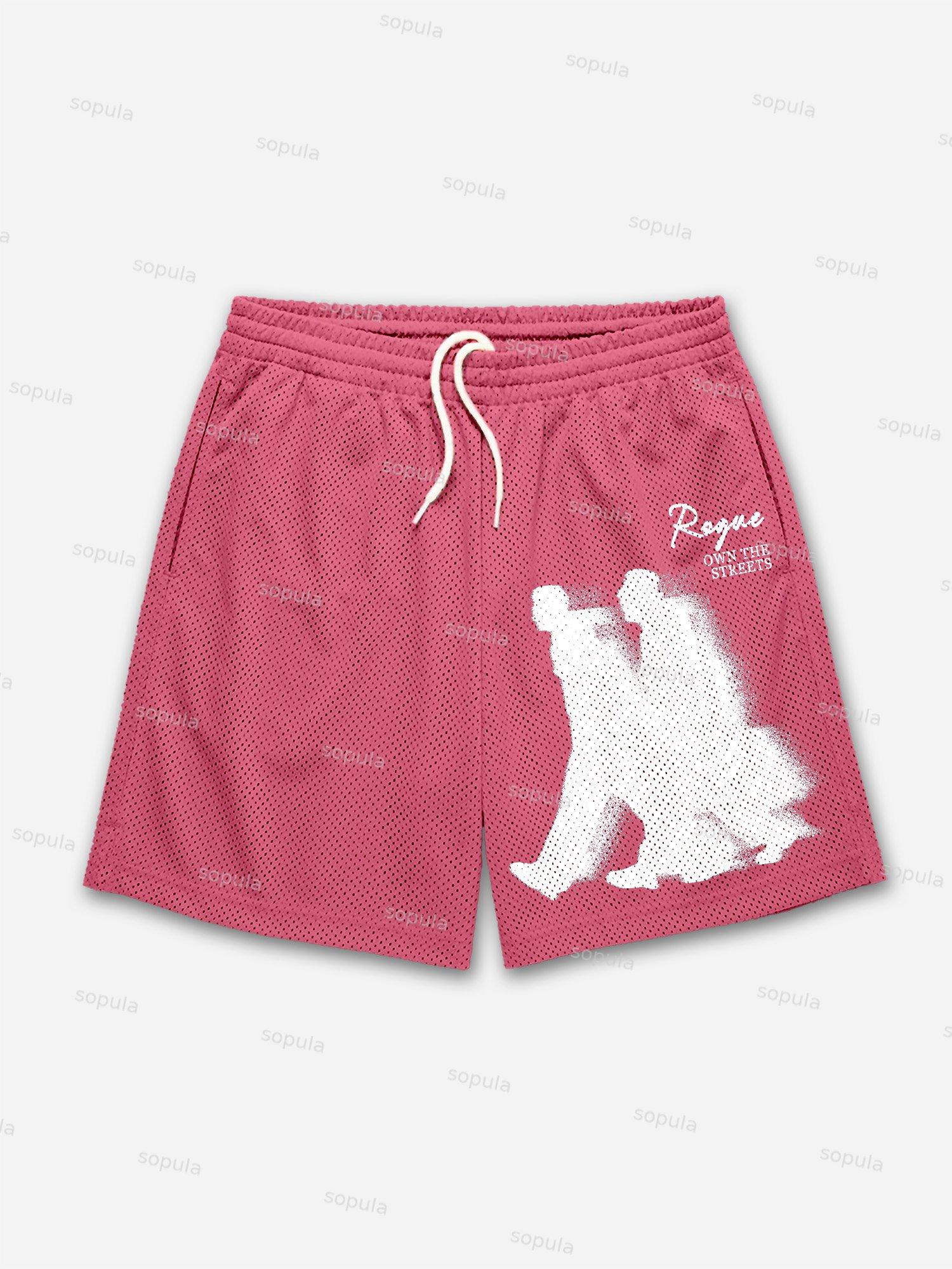 Abstract Graphic Rogue Print Mesh Shorts Product Image