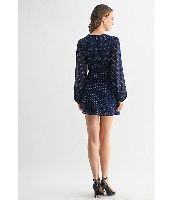 All in Favor Polka Dot Long Sleeve Mini Dress Product Image