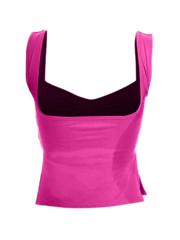 Low Cut Sleeveless Sweetheart Neck Cropped Tank Top Product Image