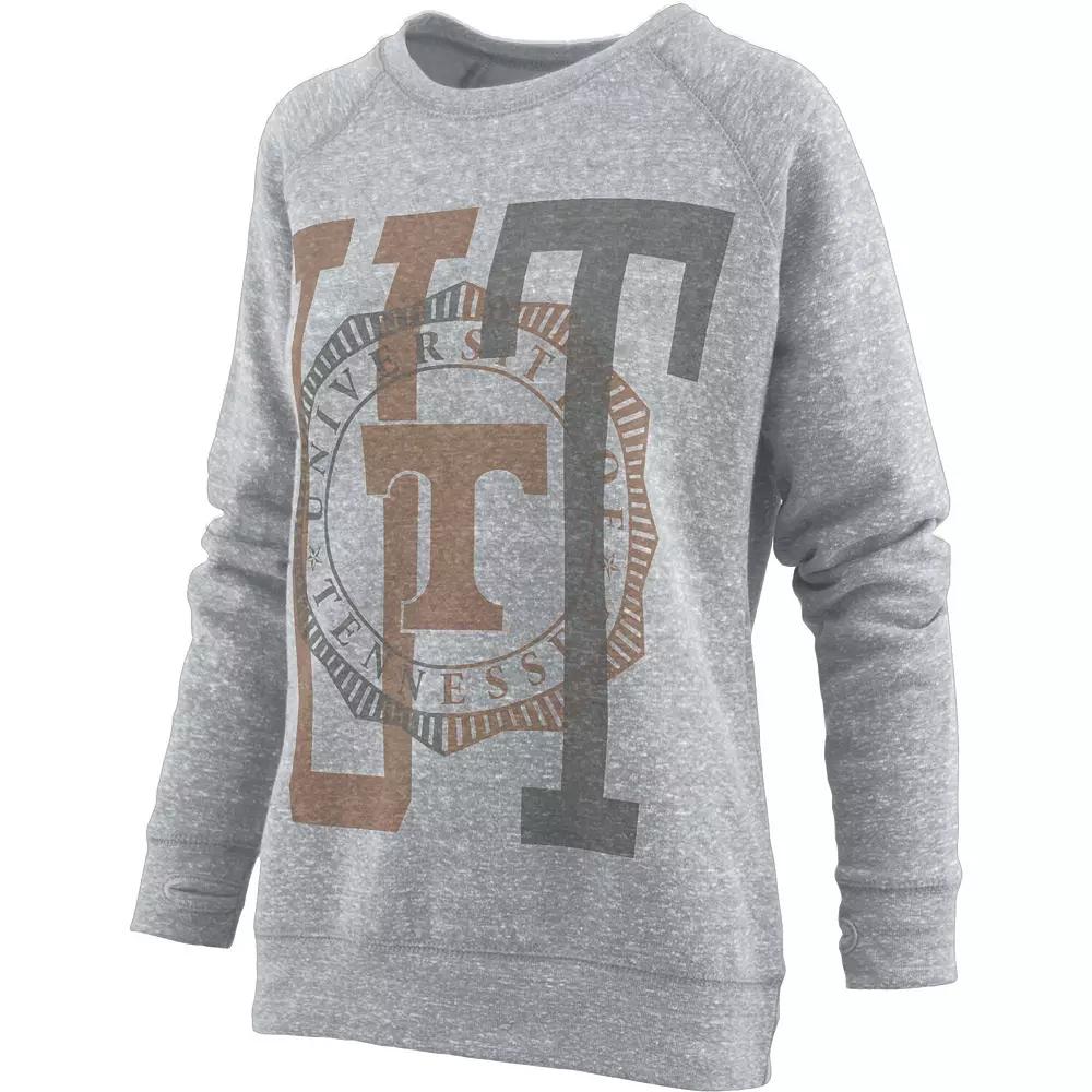 Women's Pressbox Heather Gray Tennessee Volunteers Knobi Raglan Pullover Sweatshirt, Size: Medium, Grey Product Image