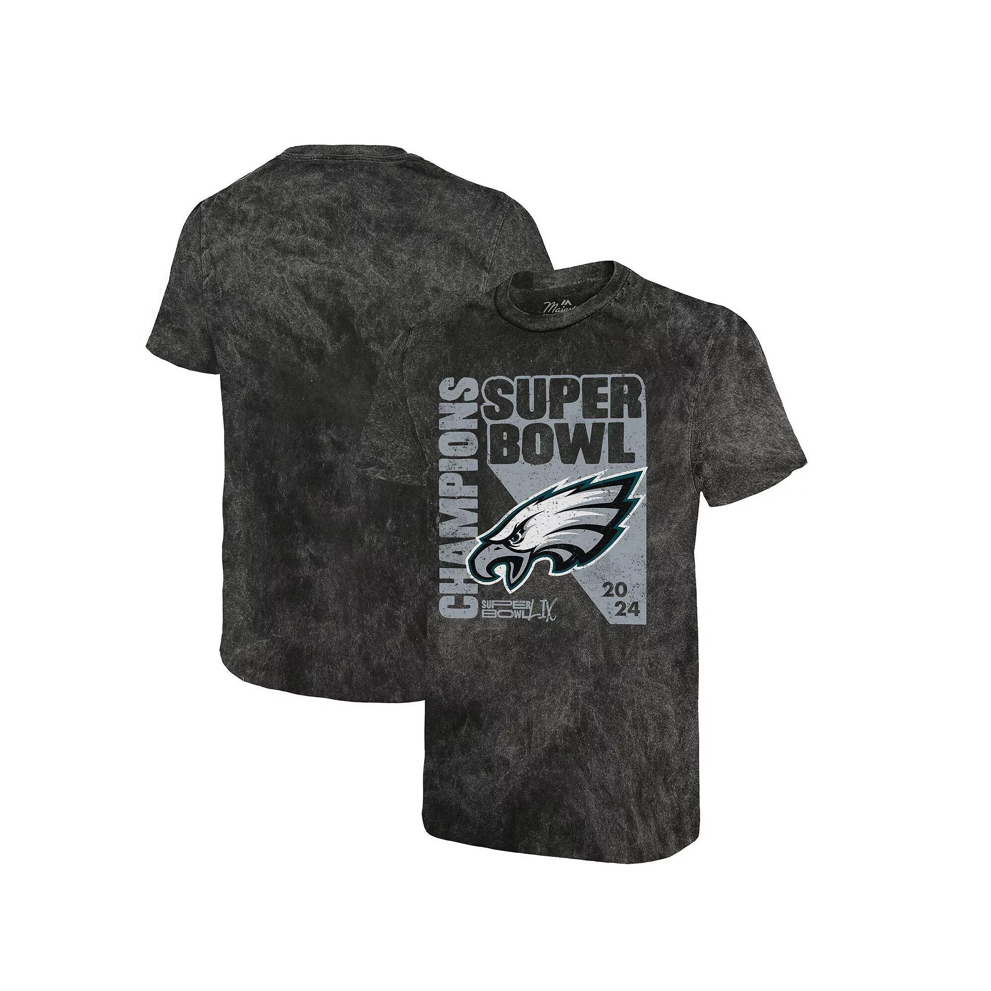 Men's Majestic Threads Black Philadelphia Eagles Super Bowl LIX Champions Mineral Wash T-Shirt, Size: XL Product Image