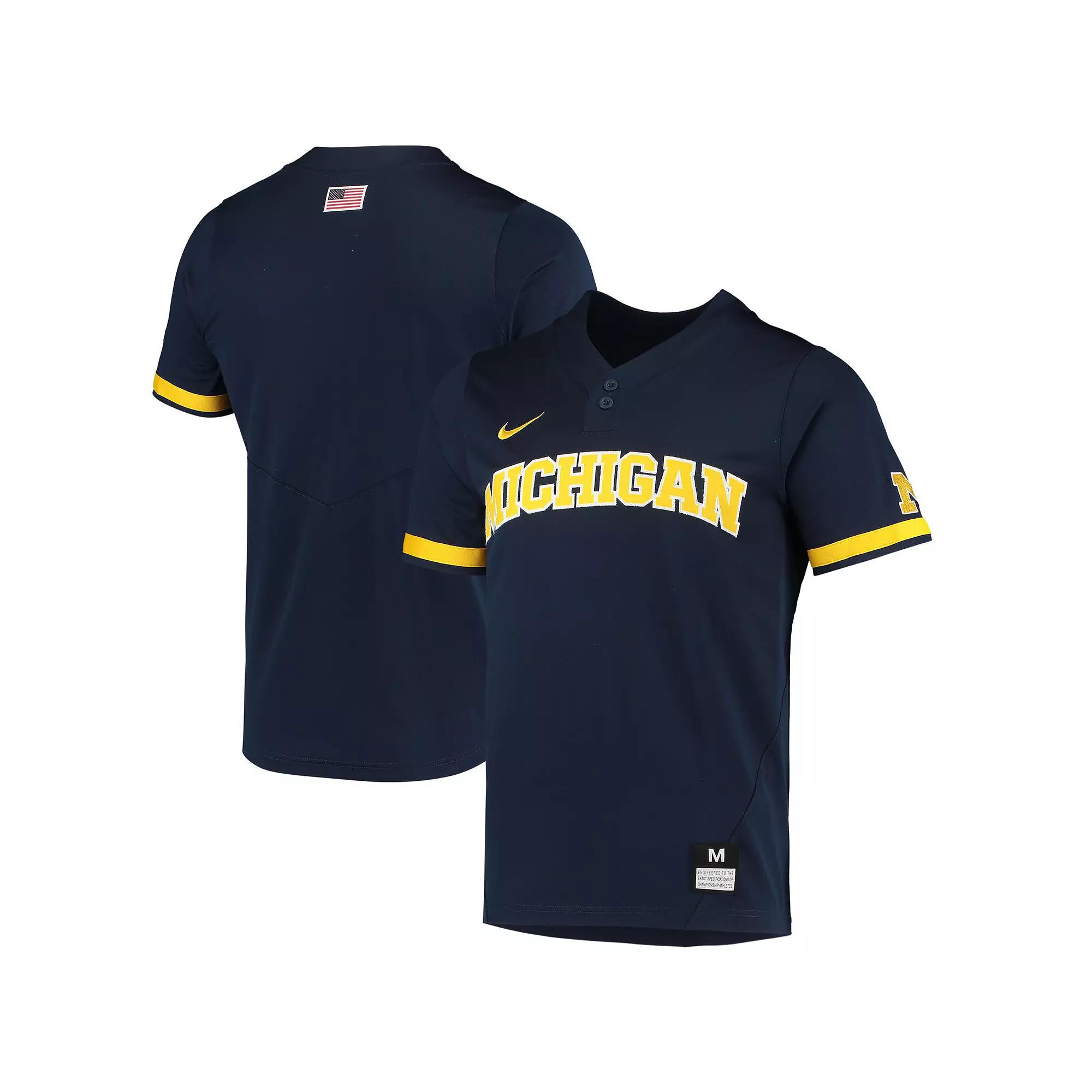 Men's Nike Navy Michigan Wolverines Replica 2-Button Baseball Jersey, Size: Medium, Blue Product Image