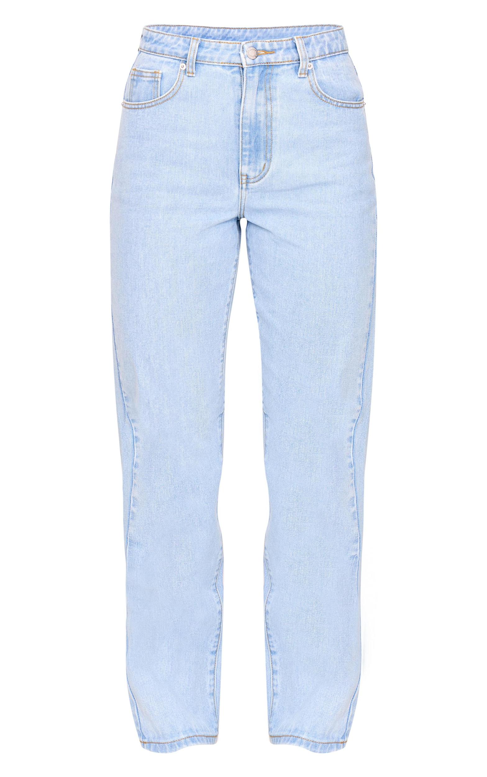 PRETTYLITTLETHING Light Blue Wash High Waist Straight Leg Jeans Product Image
