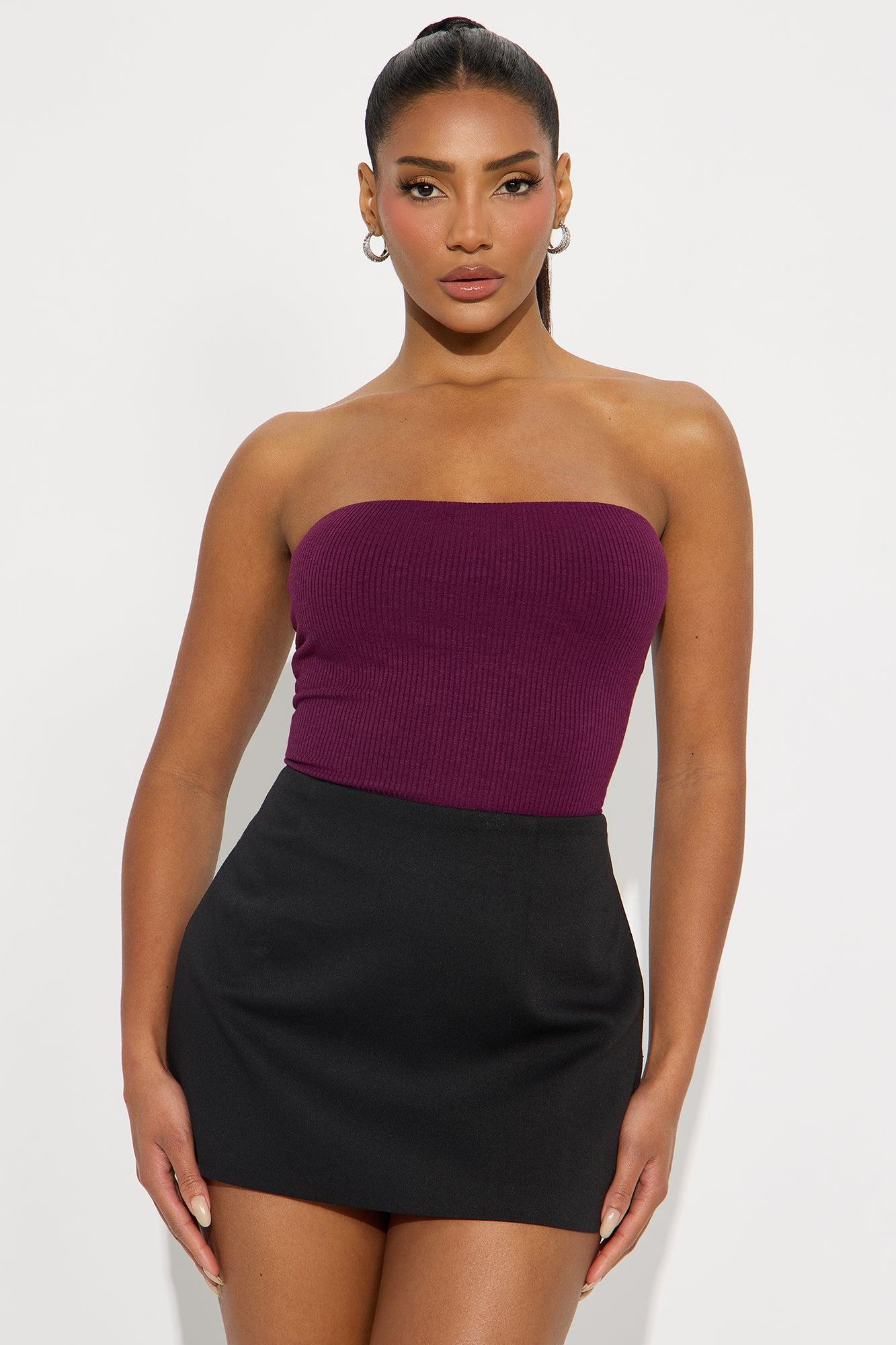 Demi Double Lined Tube Bodysuit - Plum Female Product Image