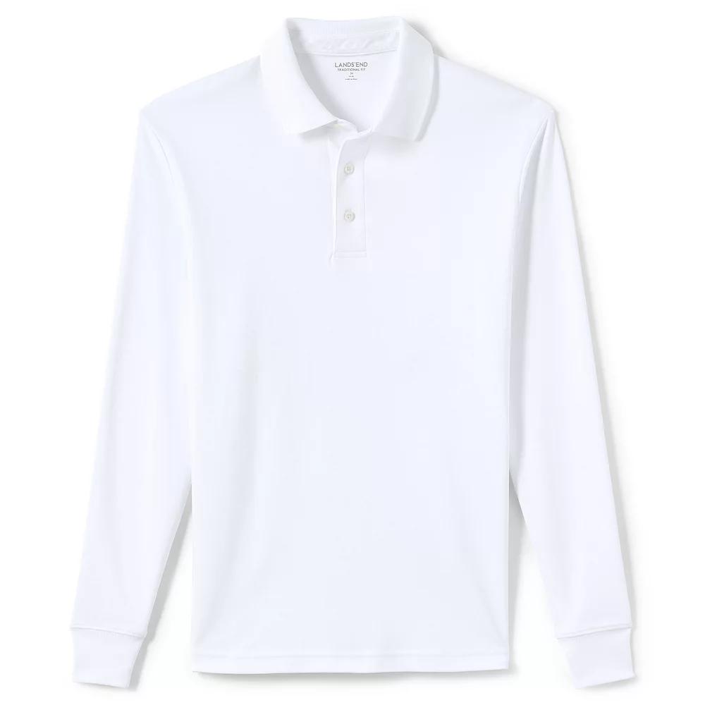 Big & Tall Lands' End Super Soft Long Sleeve Supima Polo, Men's, Size: XL Tall, White Product Image