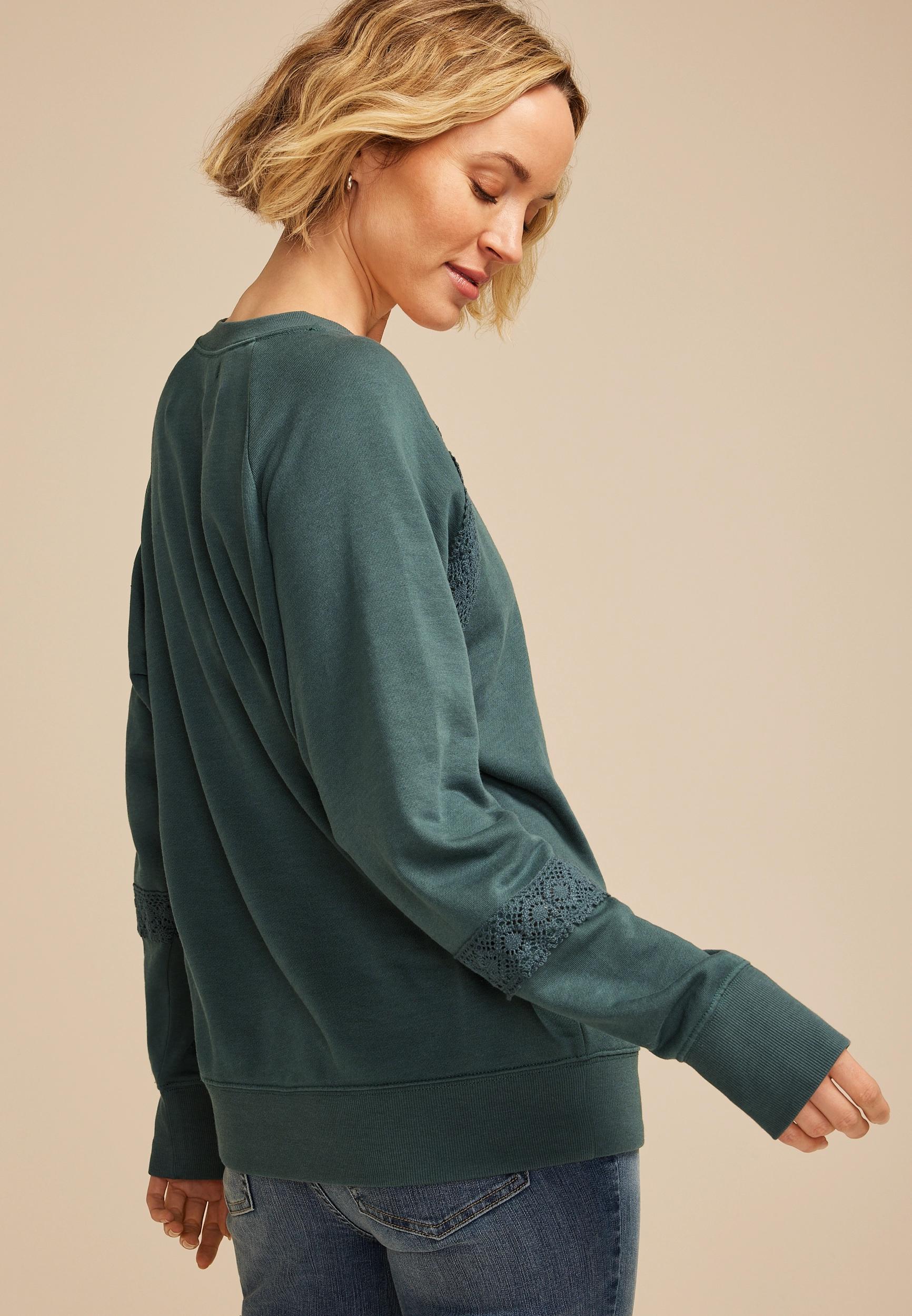 Crochet Mix Relaxed Fit Sweatshirt Product Image