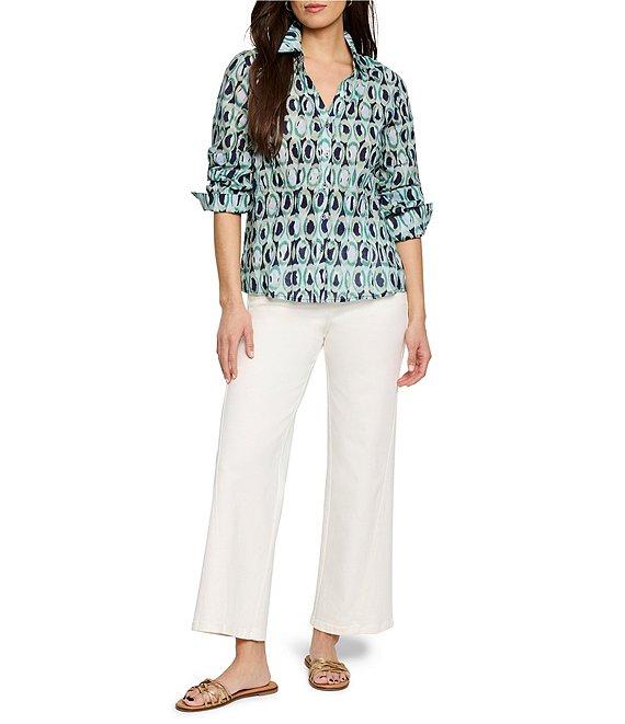 NIC + ZOE Ikat Rings Collar V-Neck Long Sleeve Button Front Shirt Product Image