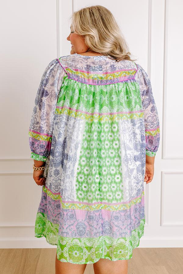 Boho Babe Color Block Floral Mini Dress in Navy Curves Product Image