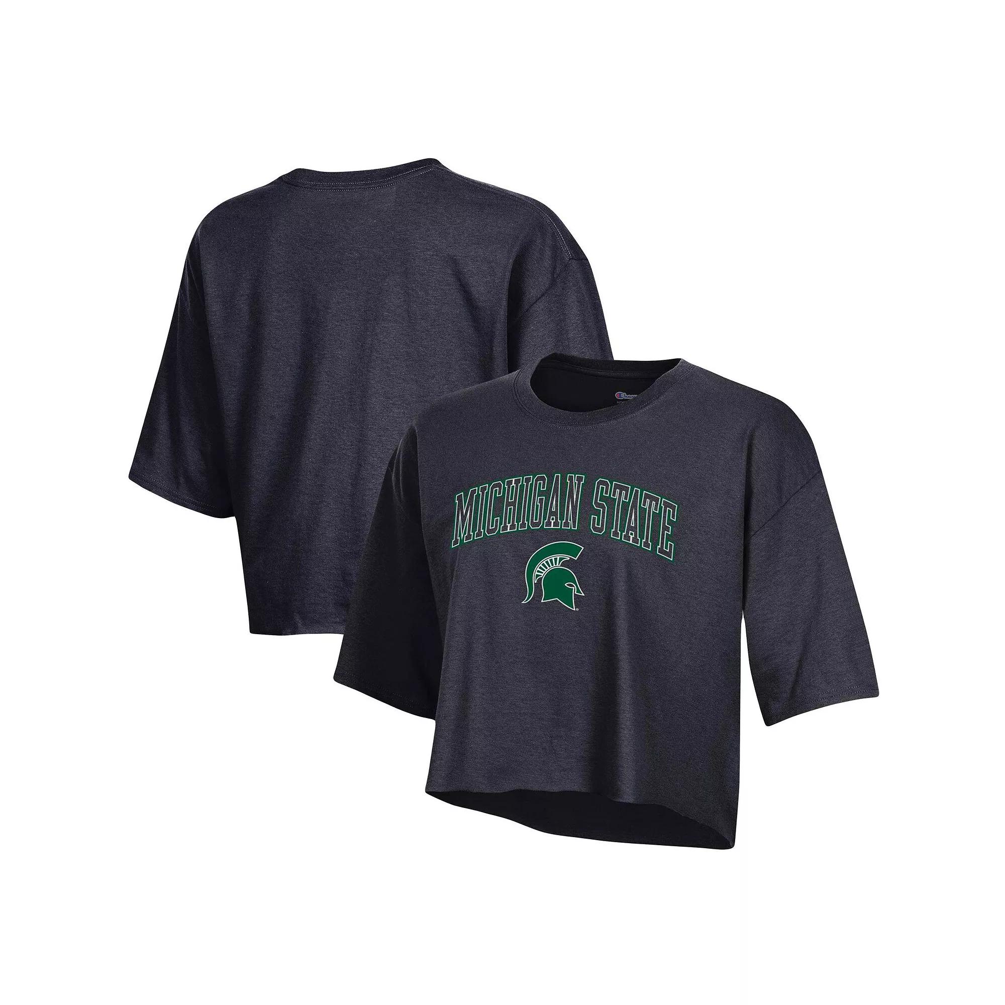 Women's Champion Black Michigan State Spartans Cropped Boyfriend T-Shirt, Size: XS Product Image