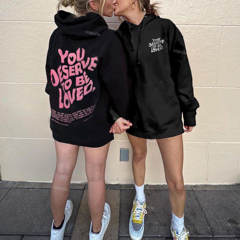 Sopula You Deserve To Be Loved Print Graphic Pullover Hoodie Product Image