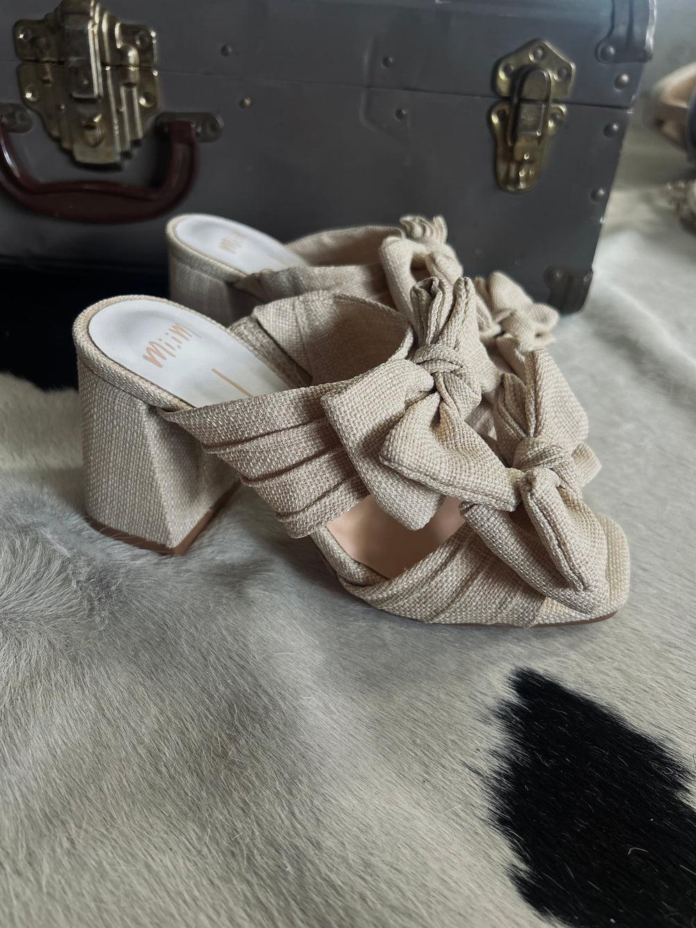 Lucy Beige Double Bow Heels Product Image