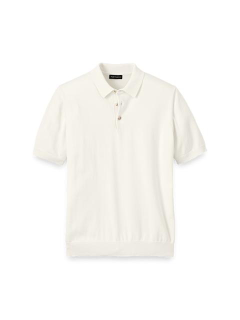 Supima Cotton Three Button Polo - Off White Product Image