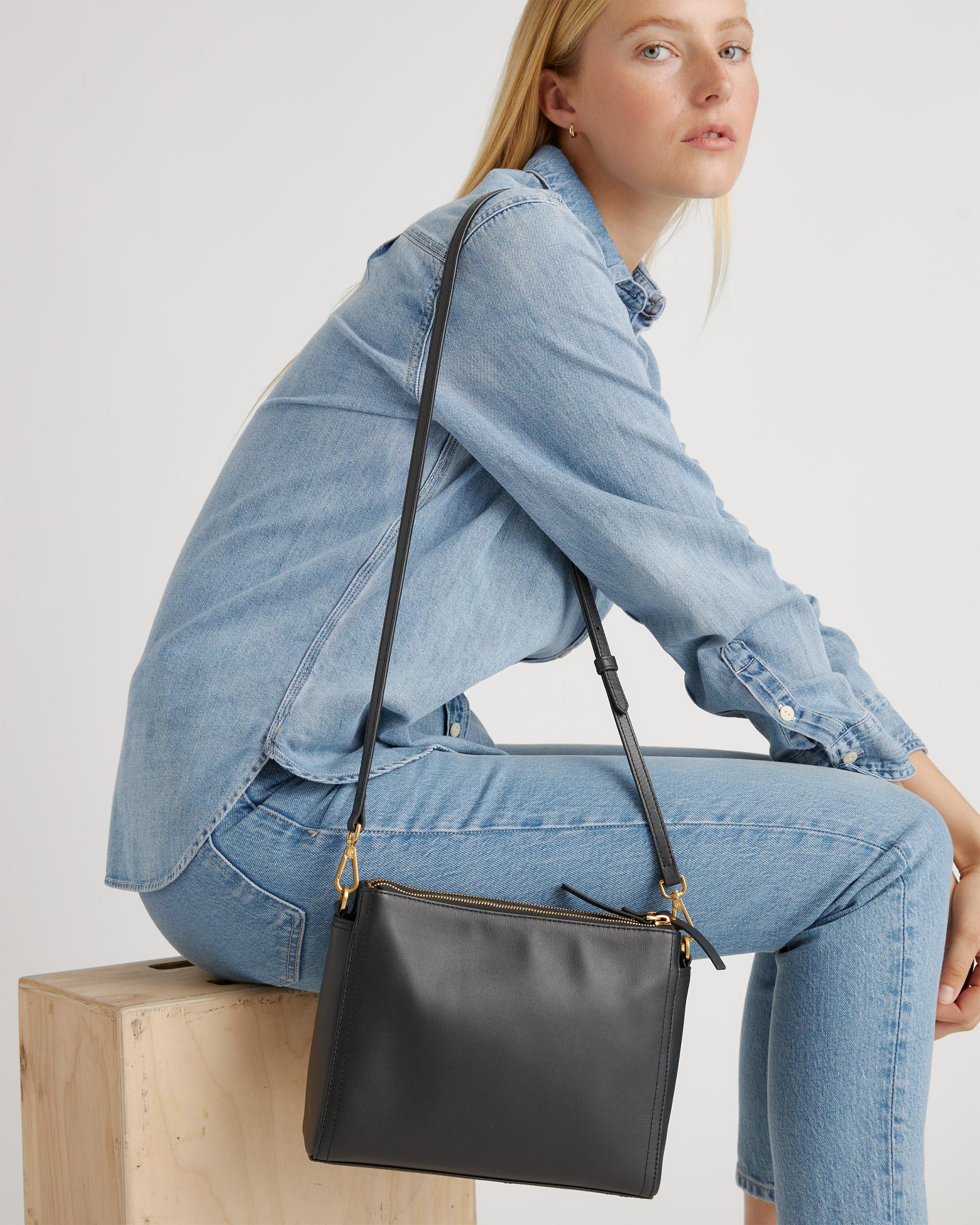 Quince | Women's Italian Leather Triple Compartment Crossbody Product Image