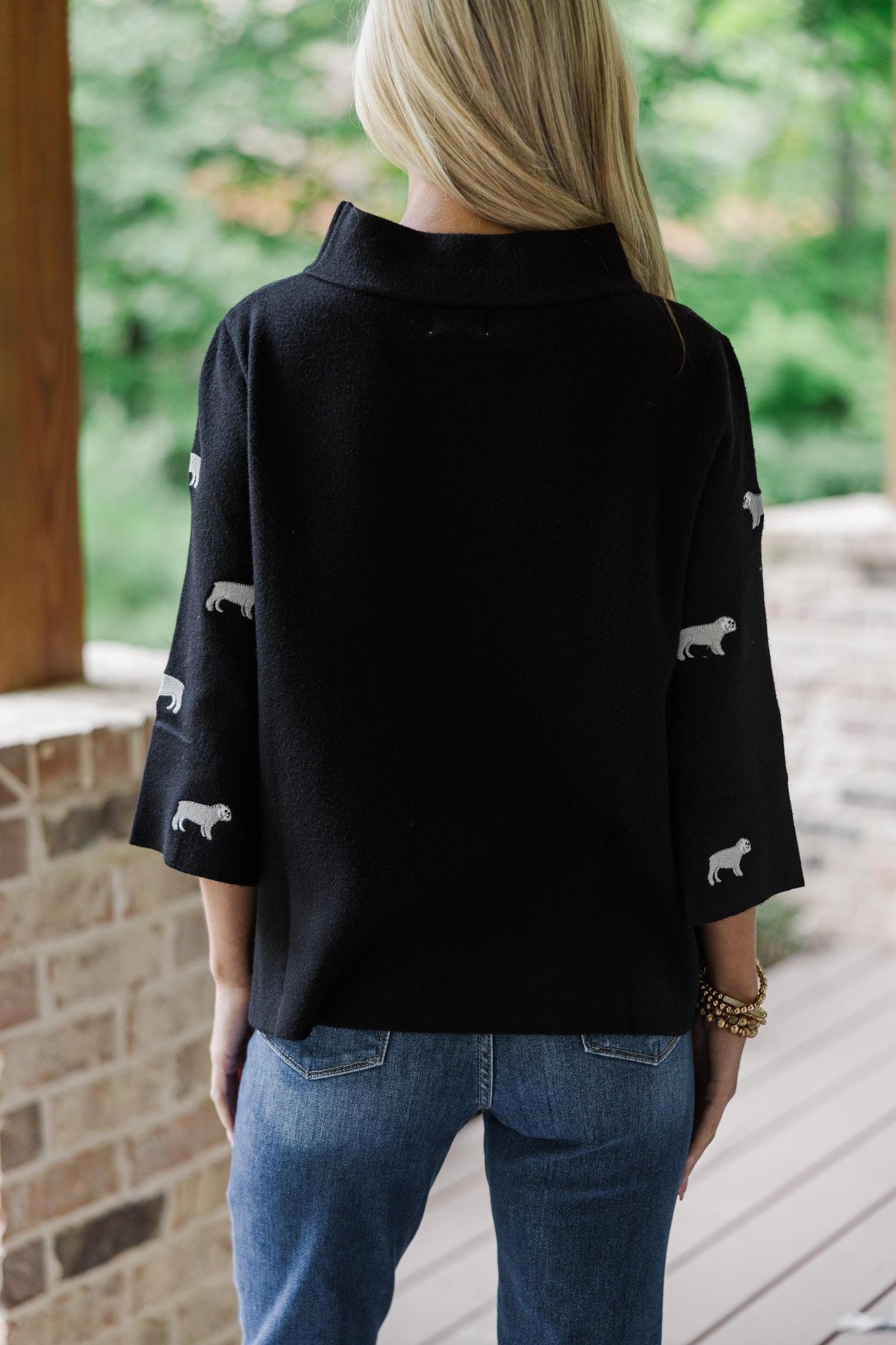 It All Works Black Bulldog Embroidered Sweater Female Product Image