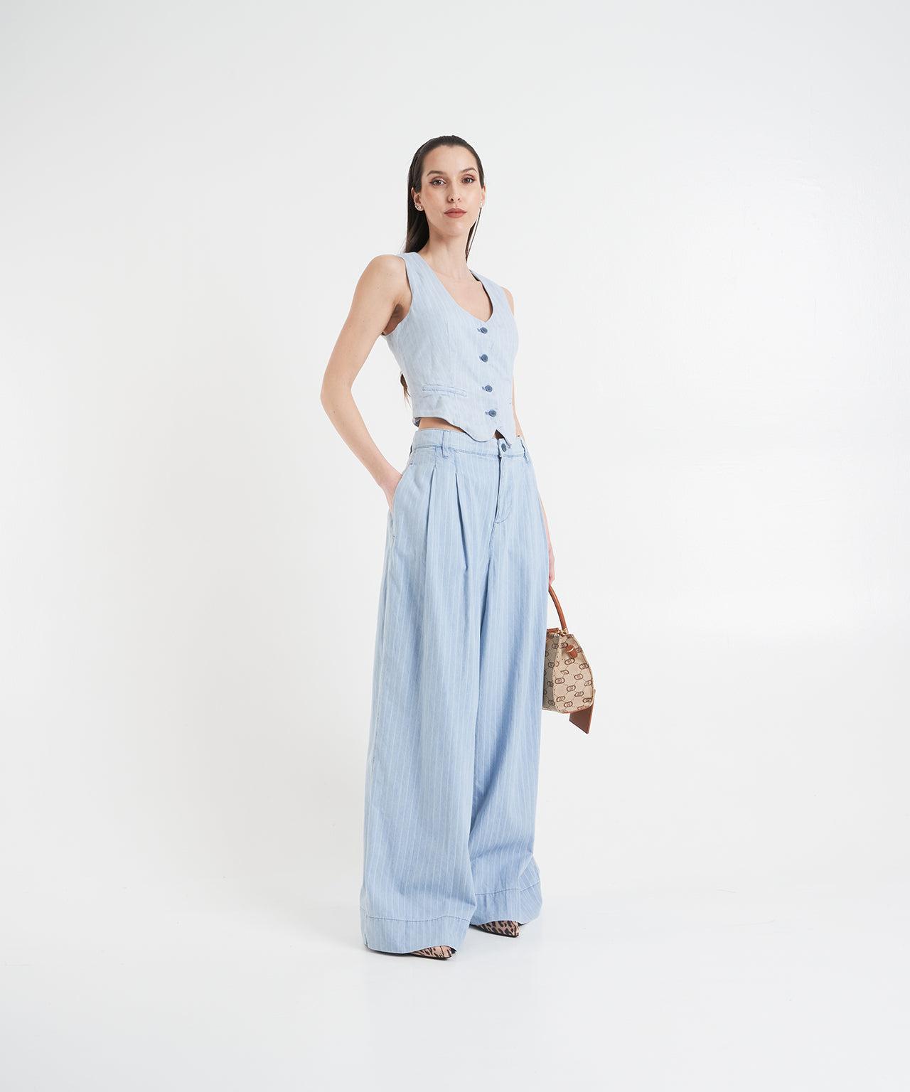 Pinstriped denim pants Product Image