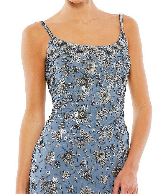 Mac Duggal Embellished Floral Beaded Open Back Detail Scoop Neck Sleeveless Gown Product Image