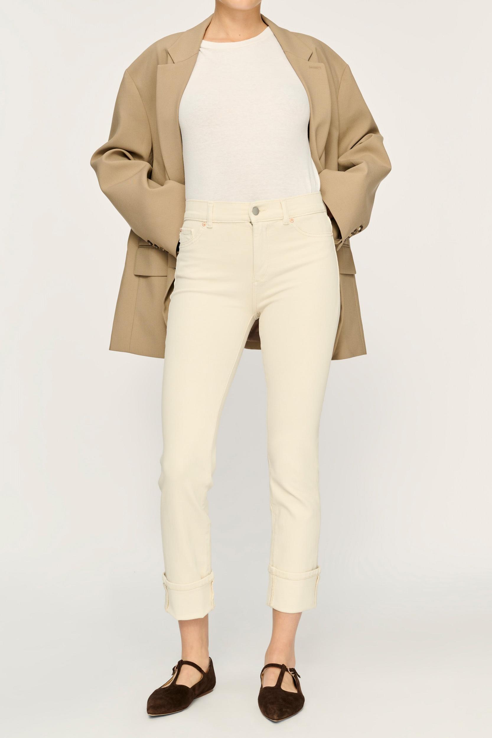 Mara Straight Mid Rise Instasculpt 27" Jeans - Flax Cuffed Product Image