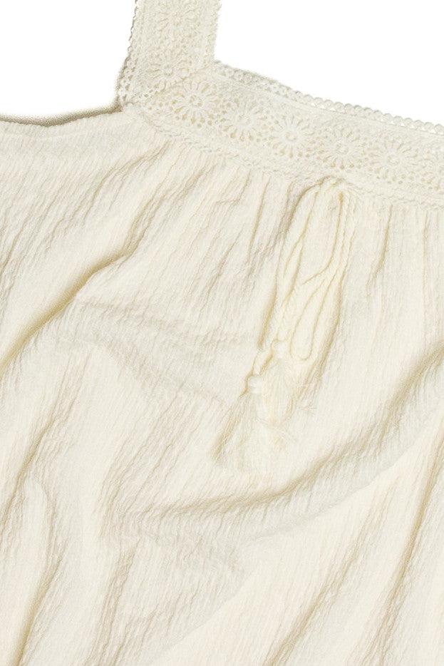 White Crochet Crinkle Tank Product Image