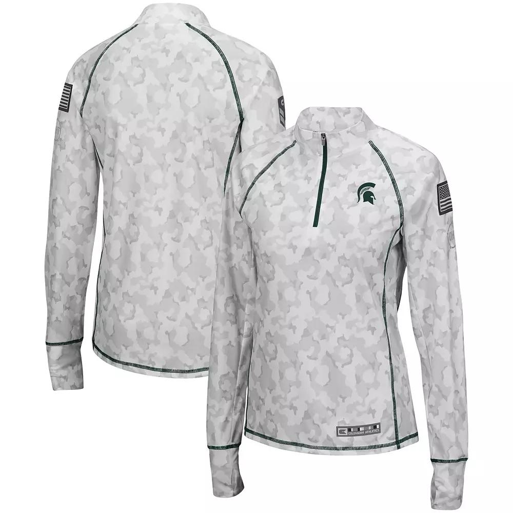 Women's Colosseum White Michigan State Spartans OHT Military Appreciation Officer Arctic Camo 1/4-Zip Jacket,  Product Image