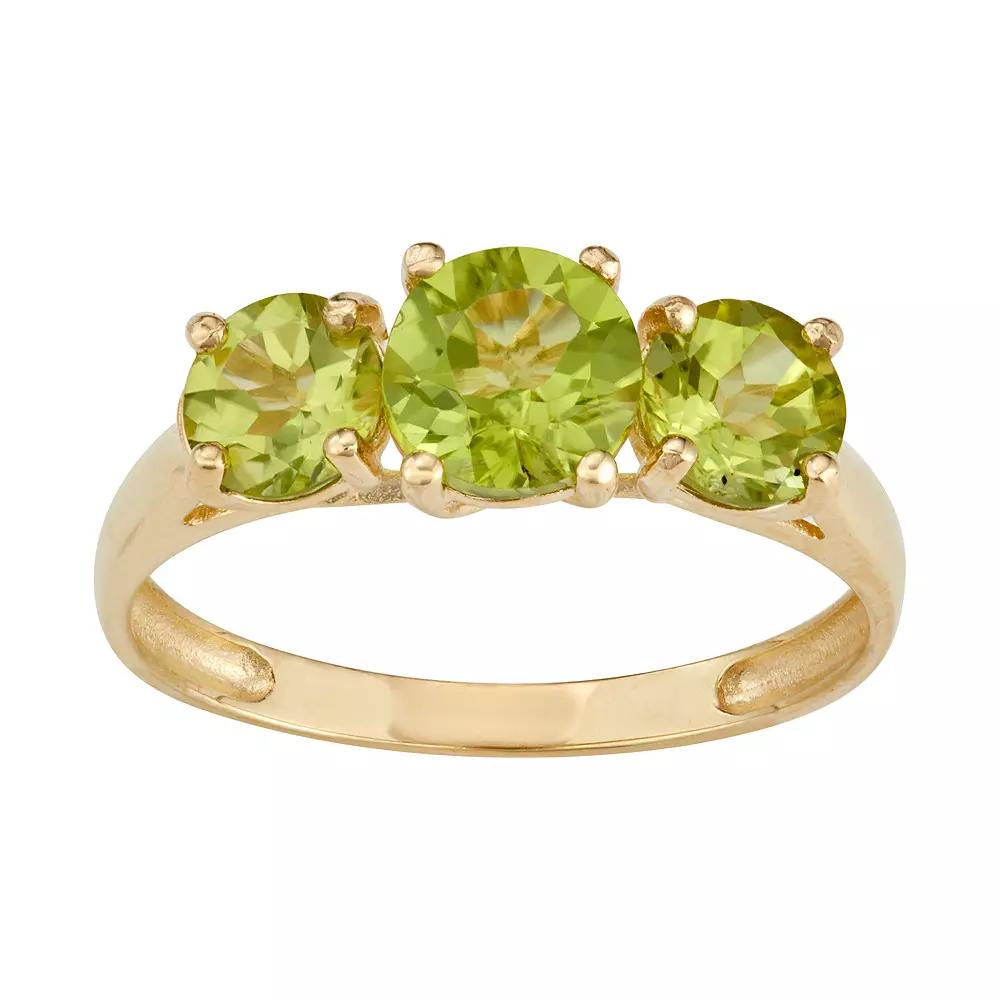 Designs by Gioelli 10k Gold 3-Stone Ring, Womens Peridot Product Image