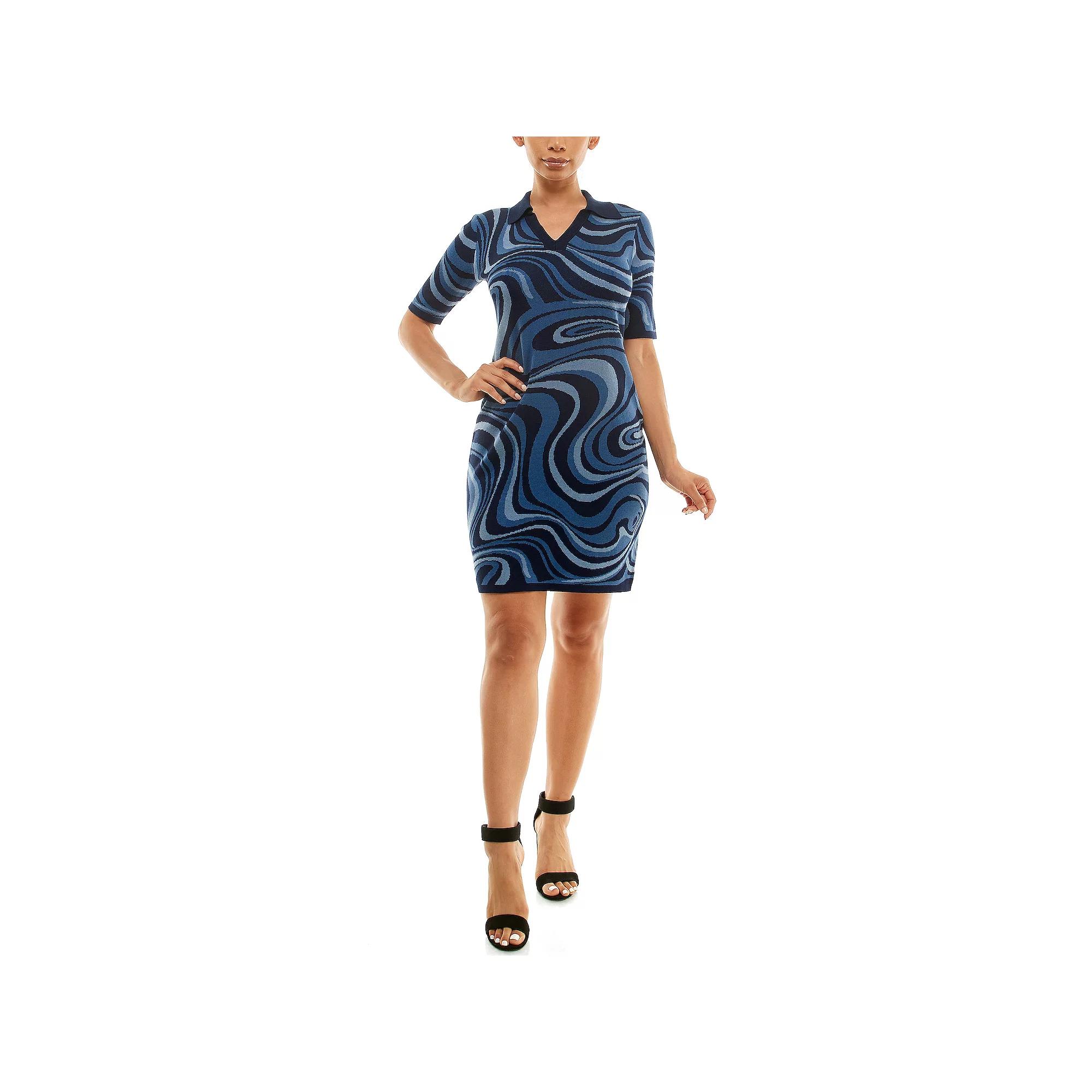 Women's Nina Leonard Marble Swirl Sweater Dress,  Product Image