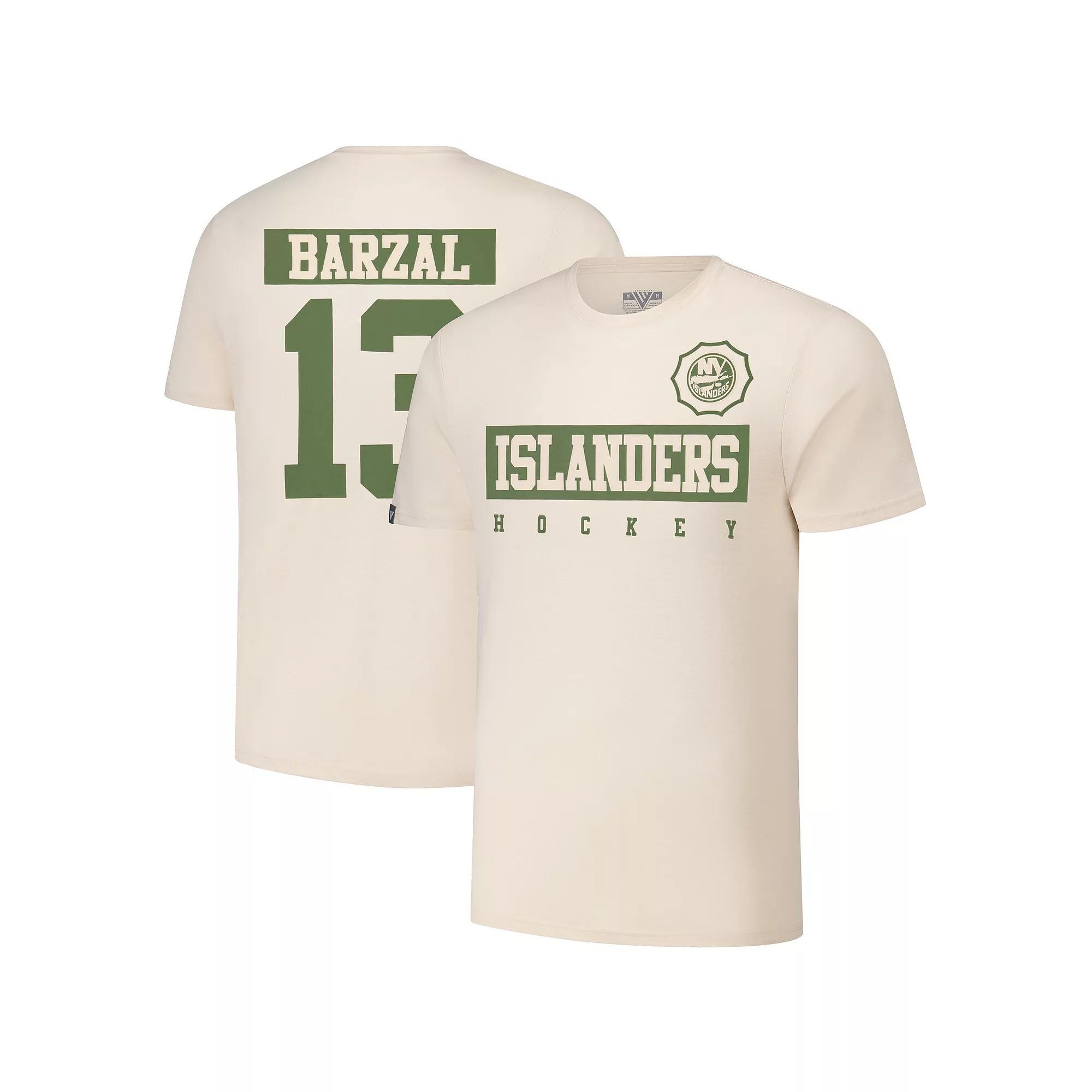 Mens Levelwear Mathew Barzal Khaki New York Islanders 2024 NHL Military Appreciation Richmond Delta Player Name & Number T-Shirt Product Image
