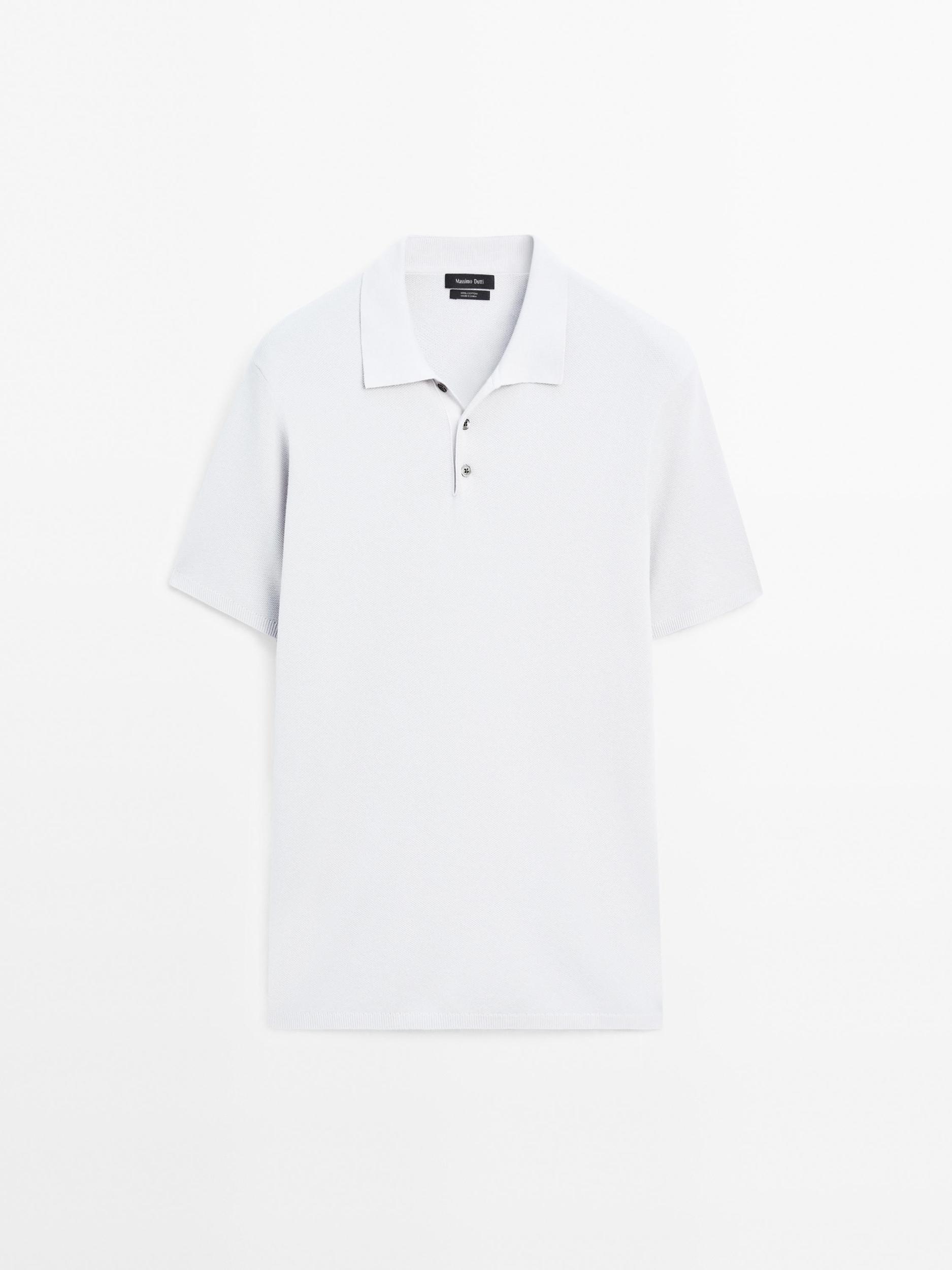 100% cotton textured knit polo shirt Product Image