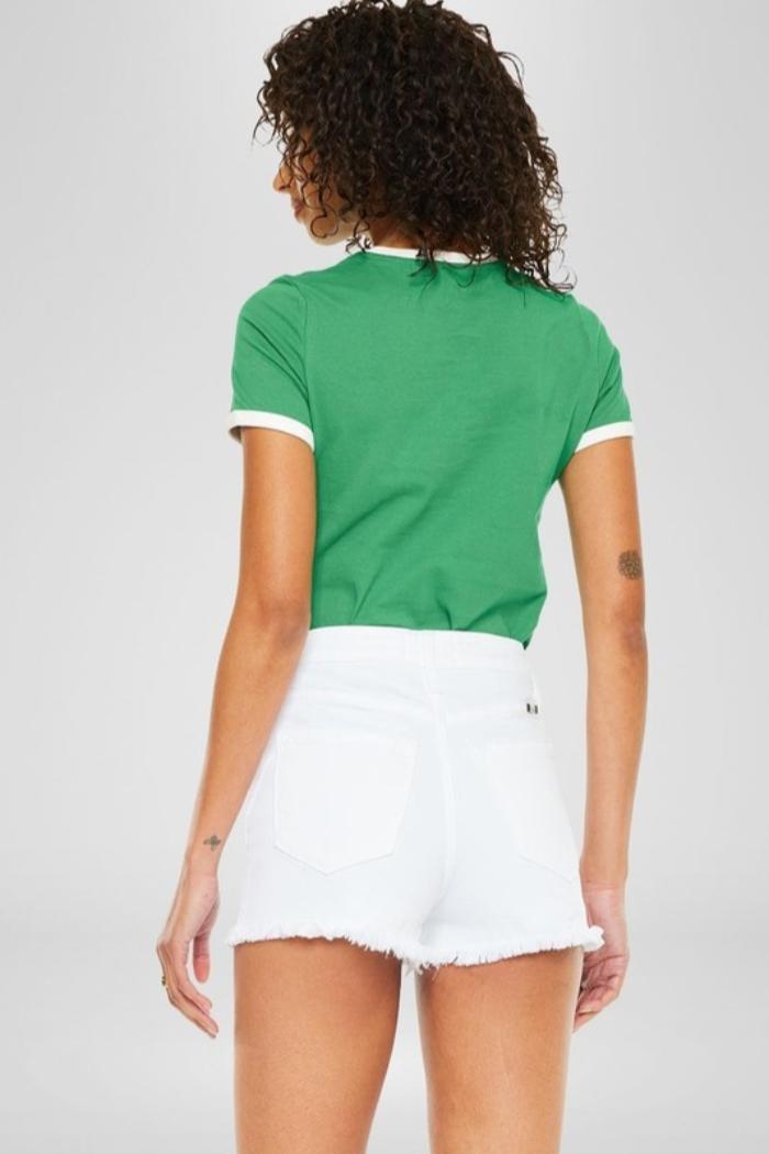 High Rise White Denim Shorts Product Image