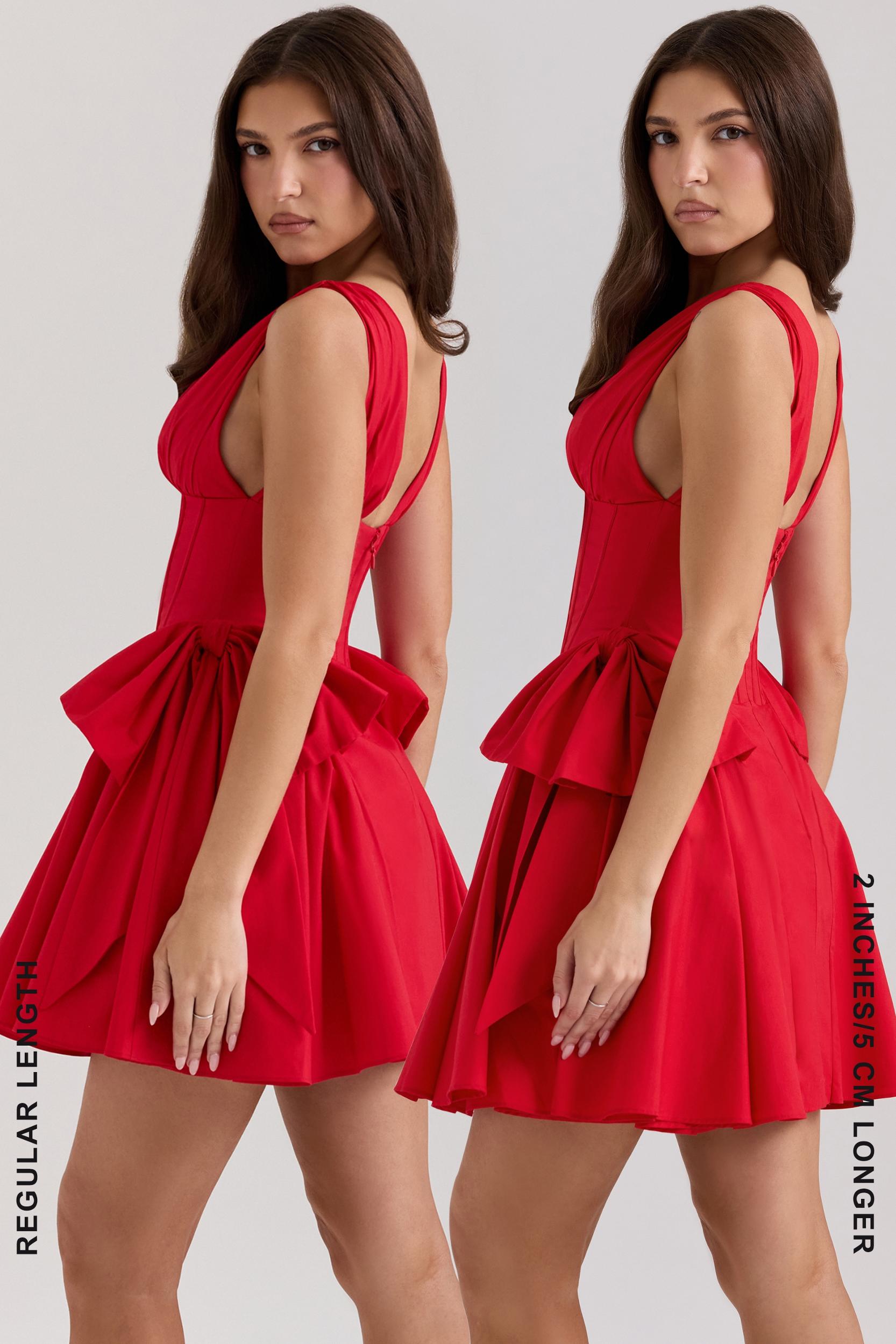 Amalia  red cotton bow mini dress Product Image