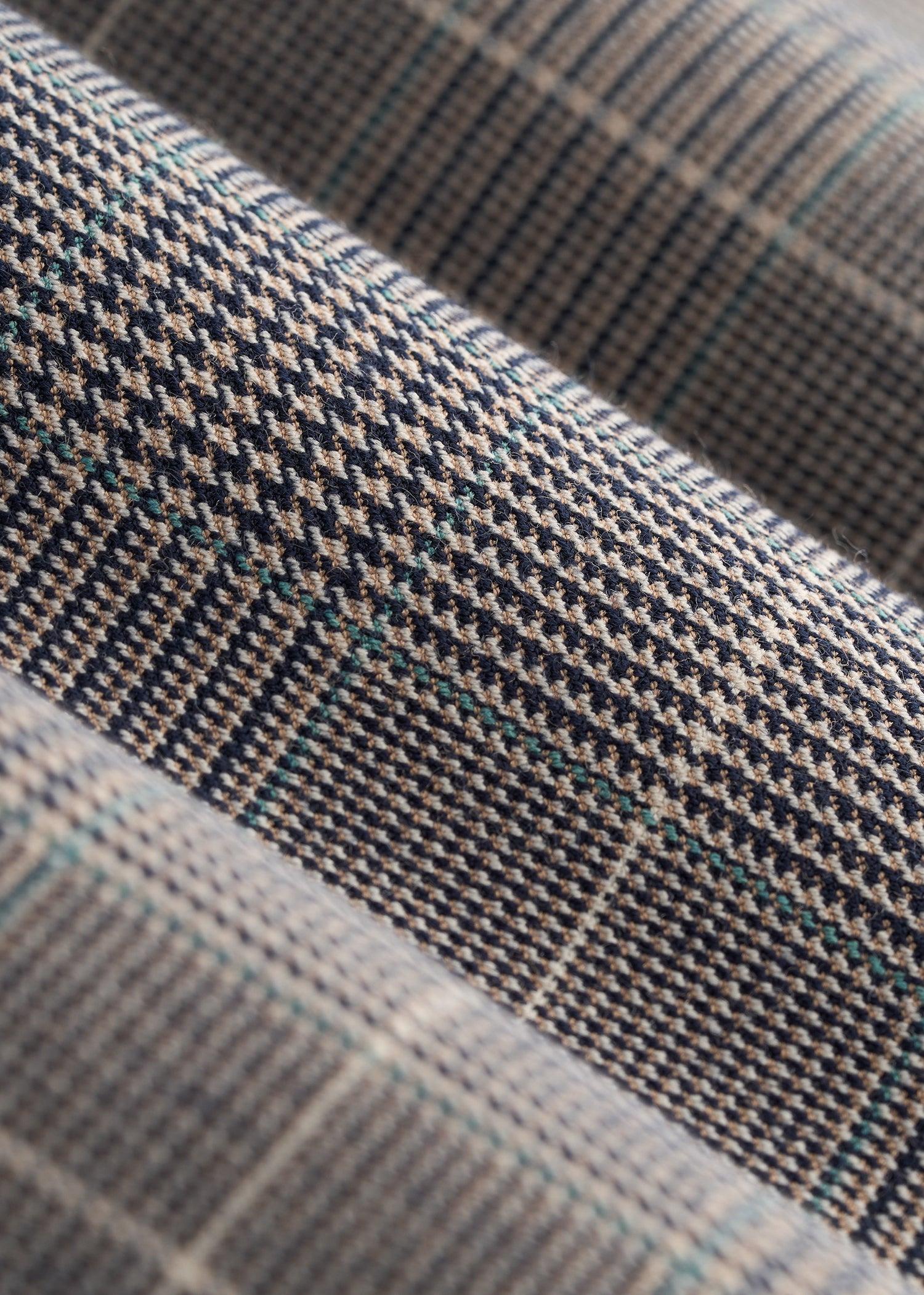 Wide-Leg Cuffed Pants for Tall Women in Navy Houndstooth with Teal Female Product Image