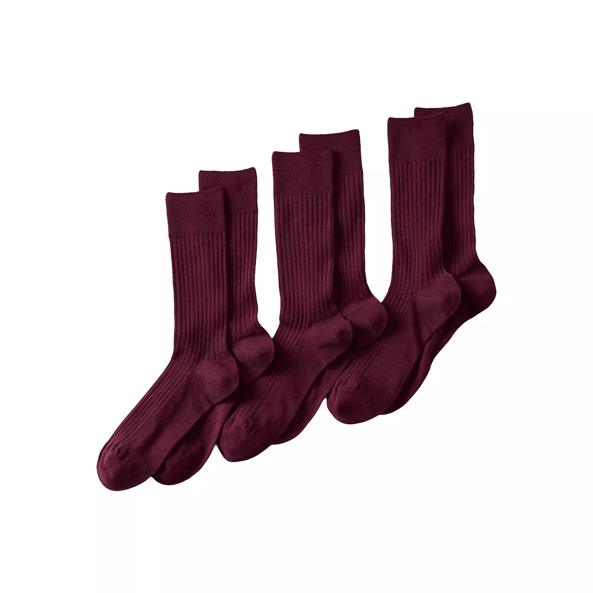 Men's Lands' End Seamless-Toe Cotton 3-Pack Dress Socks, Size: Large, Light Grey Product Image