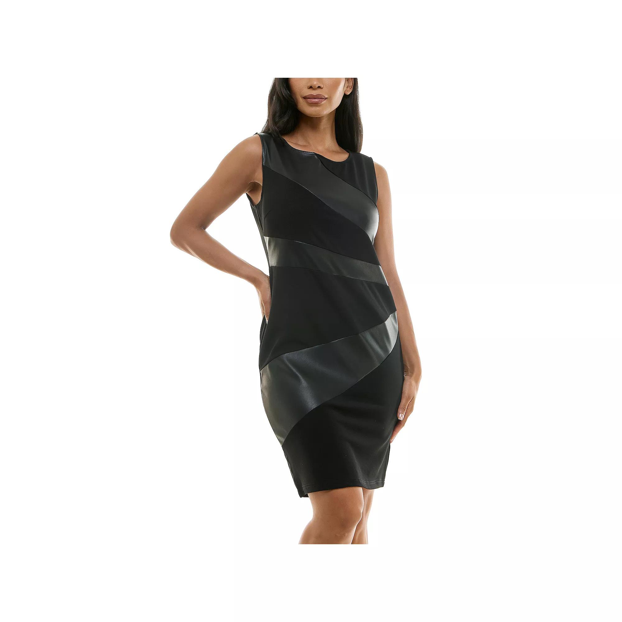 Women's Nina Leonard Pleather Panel Dress,  Product Image